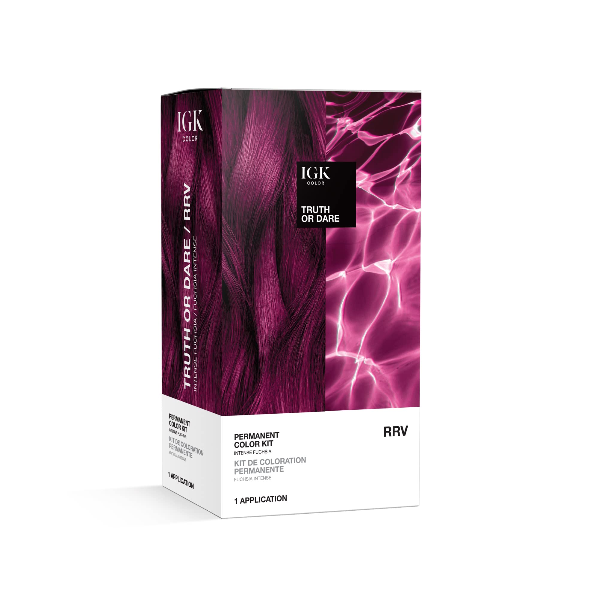 IGK Permanent Color Kit TRUTH OR DARE - Intense Fuchsia RRV | Easy Application + Strengthen + Shine | Vegan + Cruelty Free + Amm