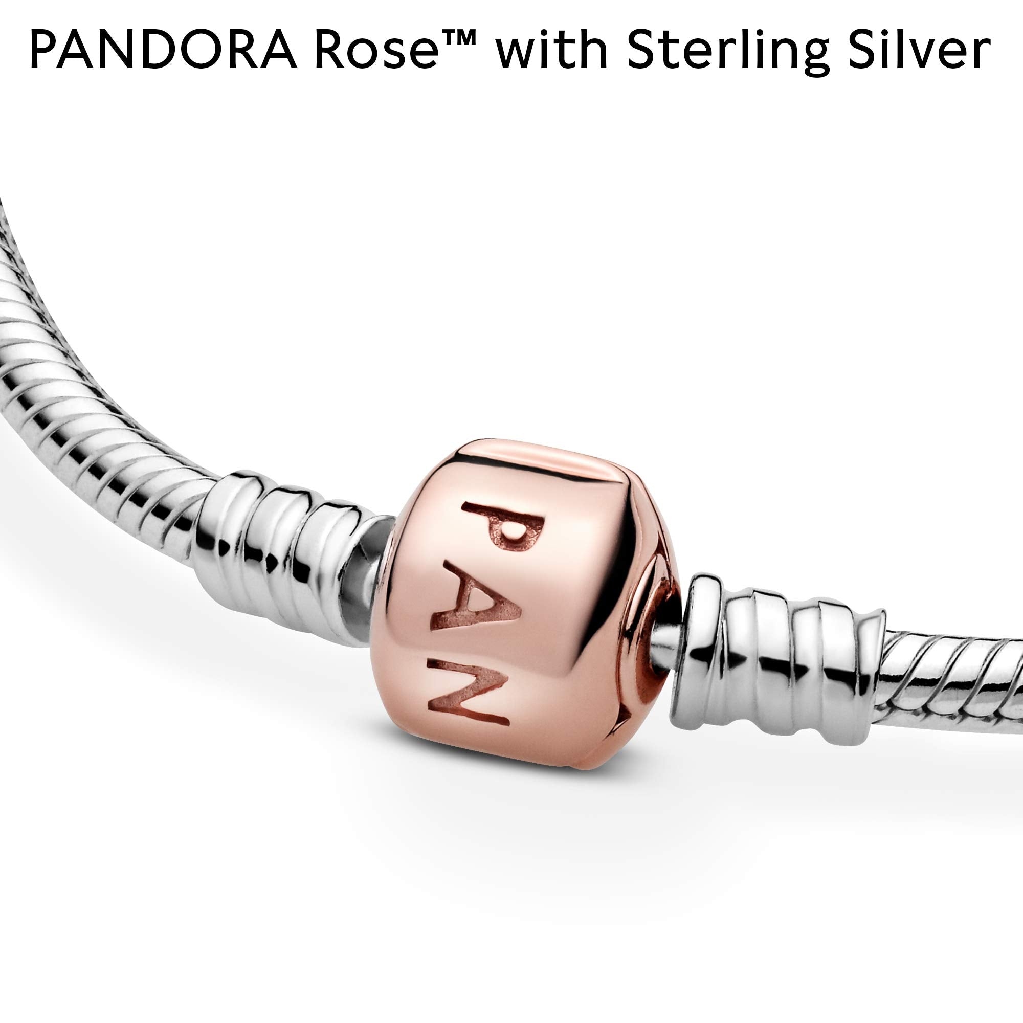 PANDORA Jewelry Moments Snake Chain Charm Rose Bracelet, 7.1
