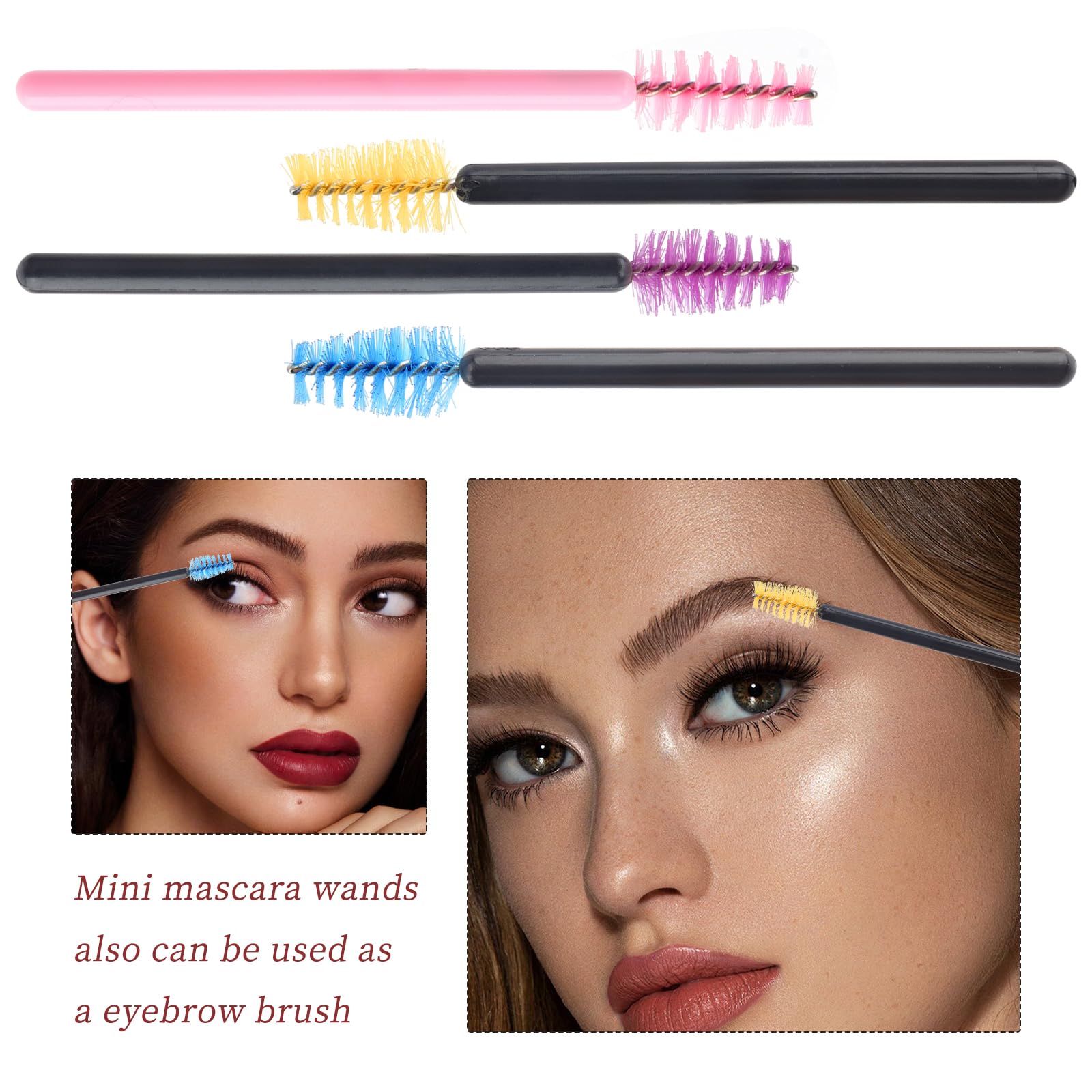 200 Pack Mascara Wands Mini Disposable Eyelash Brushes For Extensions Eye Lash Wand Brow Brush Makeup Tool Bulk(Mix Color)