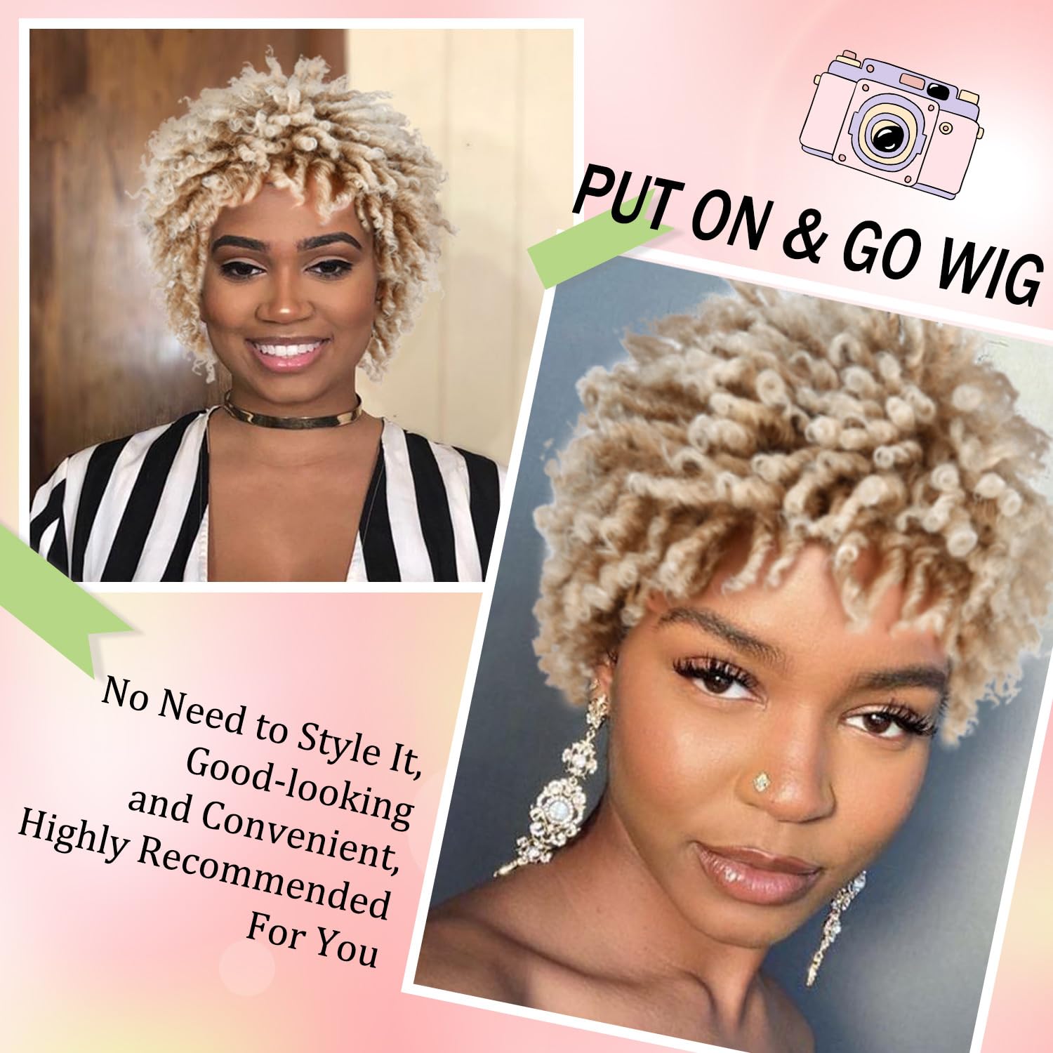 Sun Locs Short Dreadlocks Wigs For Black Women And Men With Clips In, Pixie Cut Synthetic Faux Locs Braided Afro Twist Dreadlock