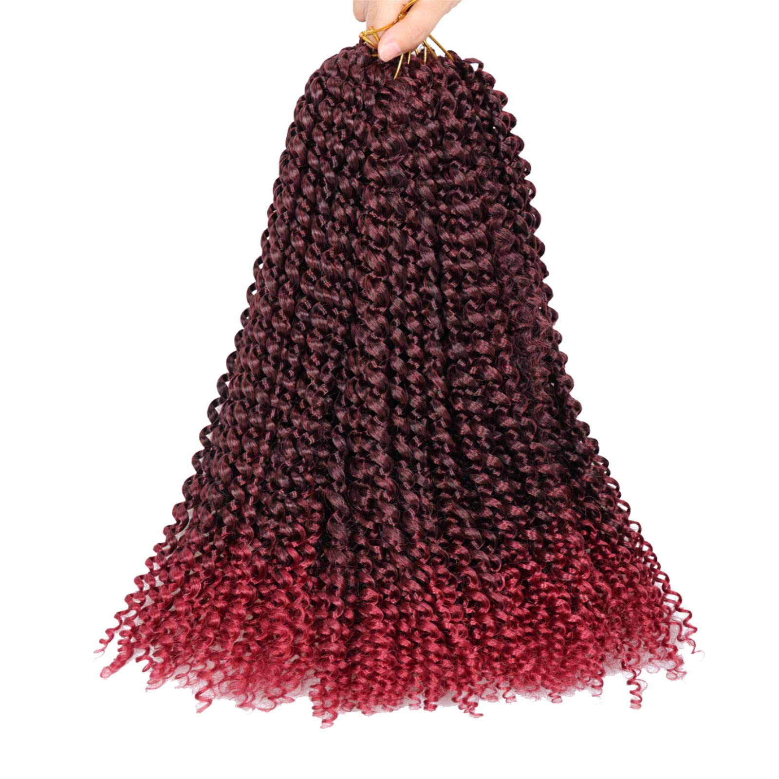 Dorsanee Ombre Burgundy Passion Twist Hair 14 Inch 7 Packs Water Wave Crochet Hair Long Bohemian Curly Braiding Hair For Butterf