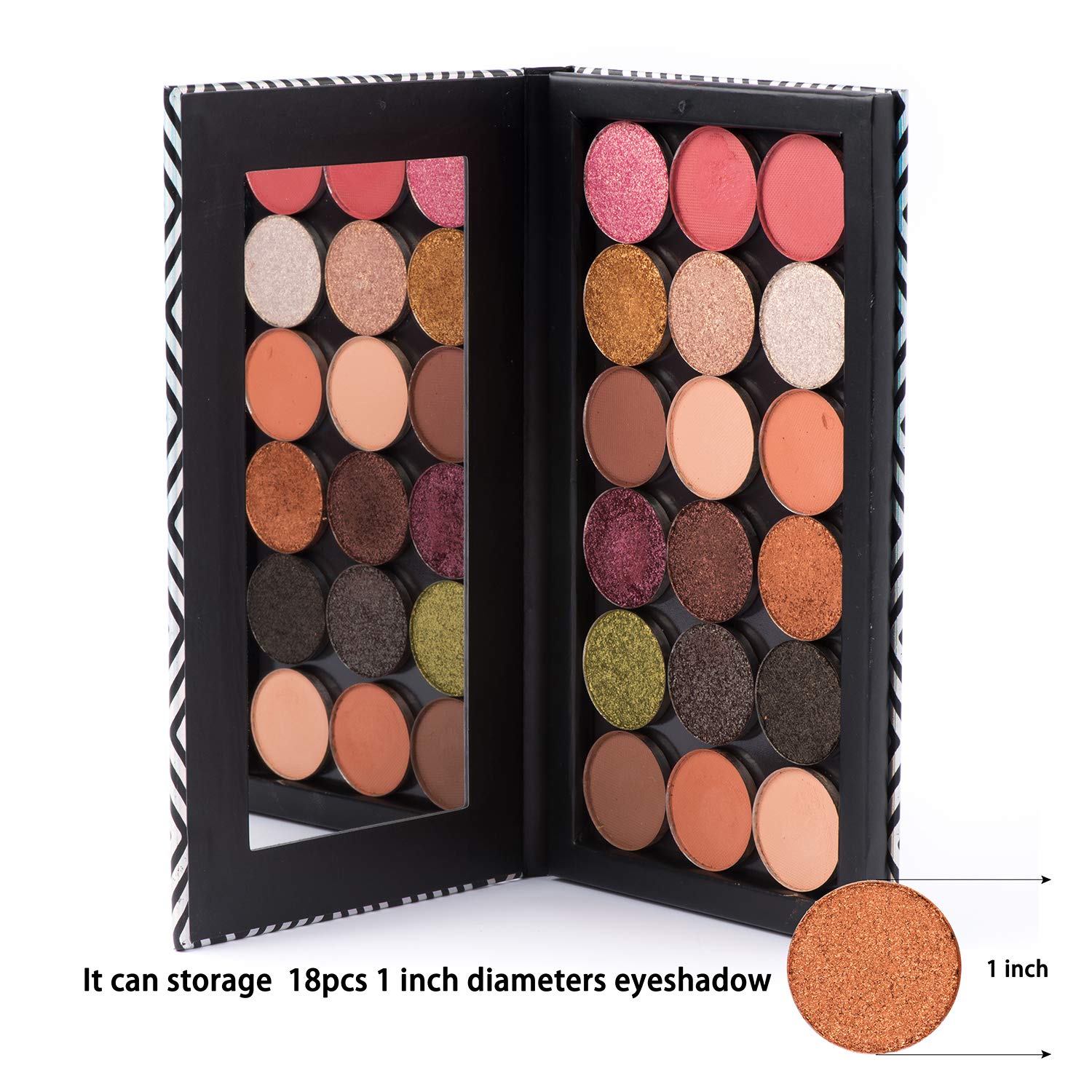 Allwon Magnetic Palette Black Empty Makeup Palette With Mirror And 20Pcs Adhesive Empty Palette Metal Stickers For Eyeshadow Lip