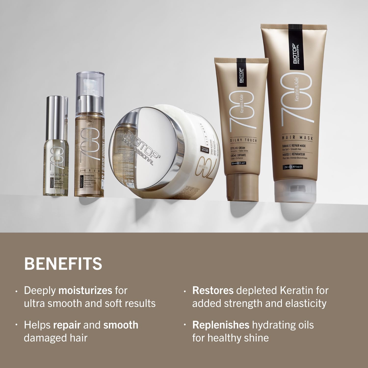 Biotop Professional 700 Keratin + Kale Hair Conditioner - Made With Vitamin E to Soften & Strengthen Strands - Nourishing + Mois