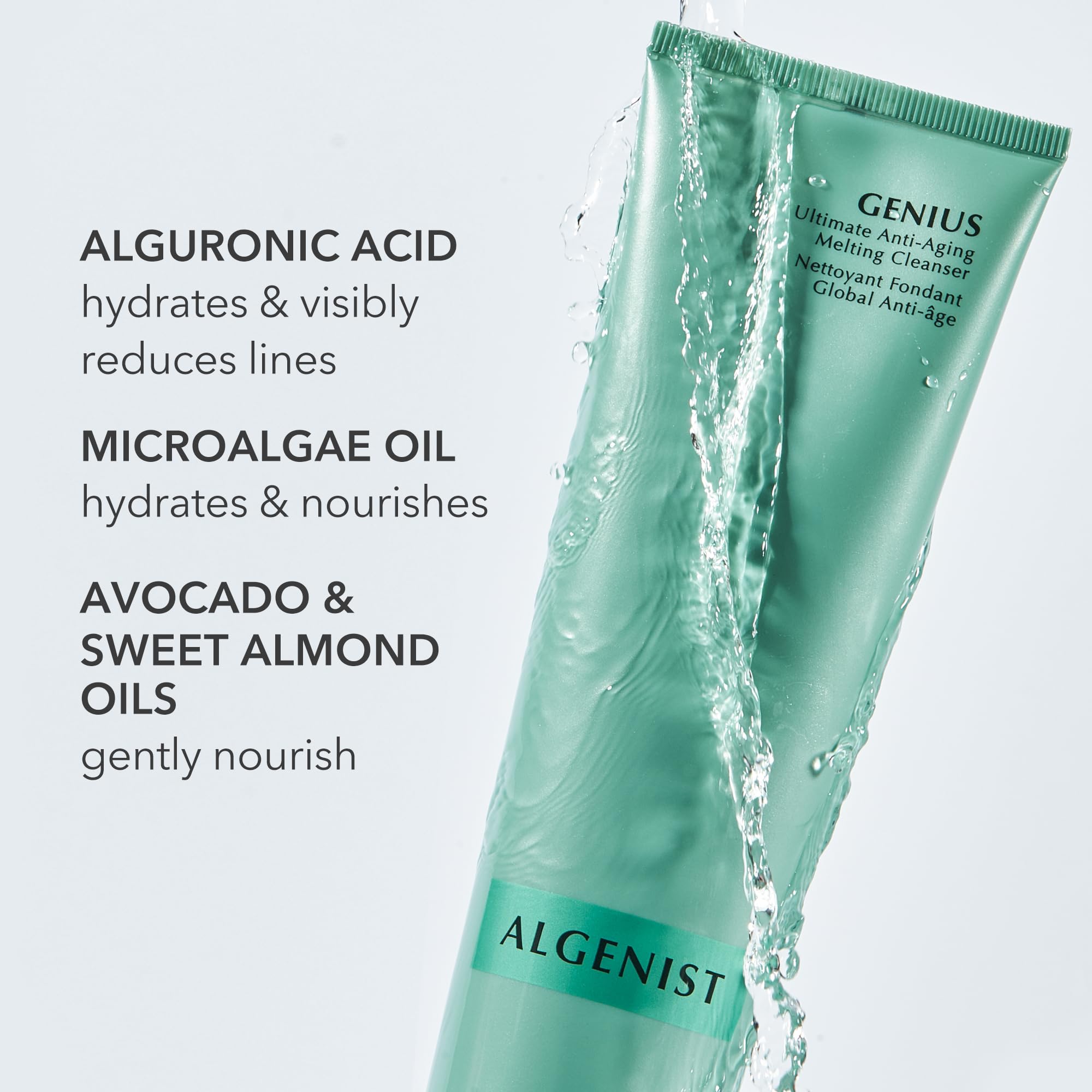 Algenist Genius Ultimate Anti-Aging Melting Facial Cleanser - Milky Cleansing Oil + Makeup Remover With Avocado Oil, Alguronic A