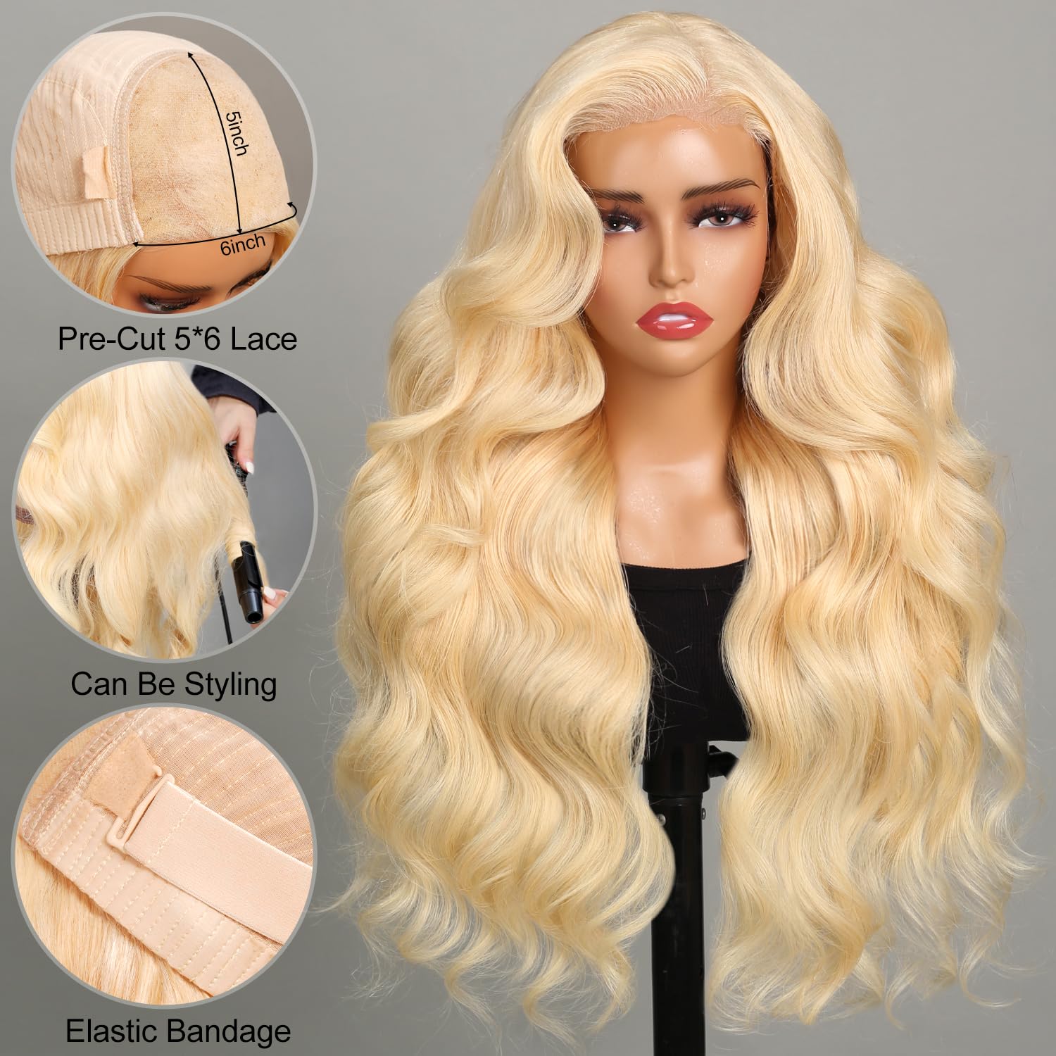 Superlook 6X5 Wear And Go Glueless Wigs Human Hair 613 Lace Front Wig Human Hair 240% Density Blonde Lace Front Wigs Human Hair