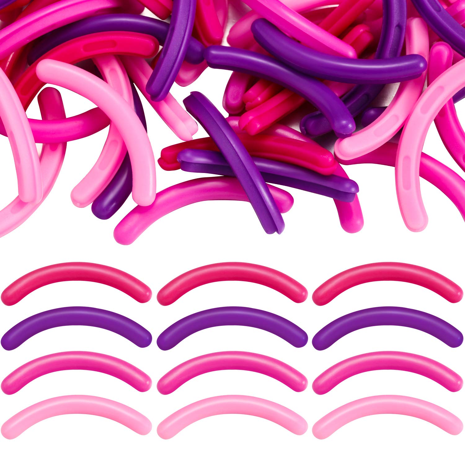 80 Pieces Eyelash Curler Refills Pads Soft Curler Replacement Refills Pads for Universal Eyelash Curler (Rose Red, Purple, Pink 