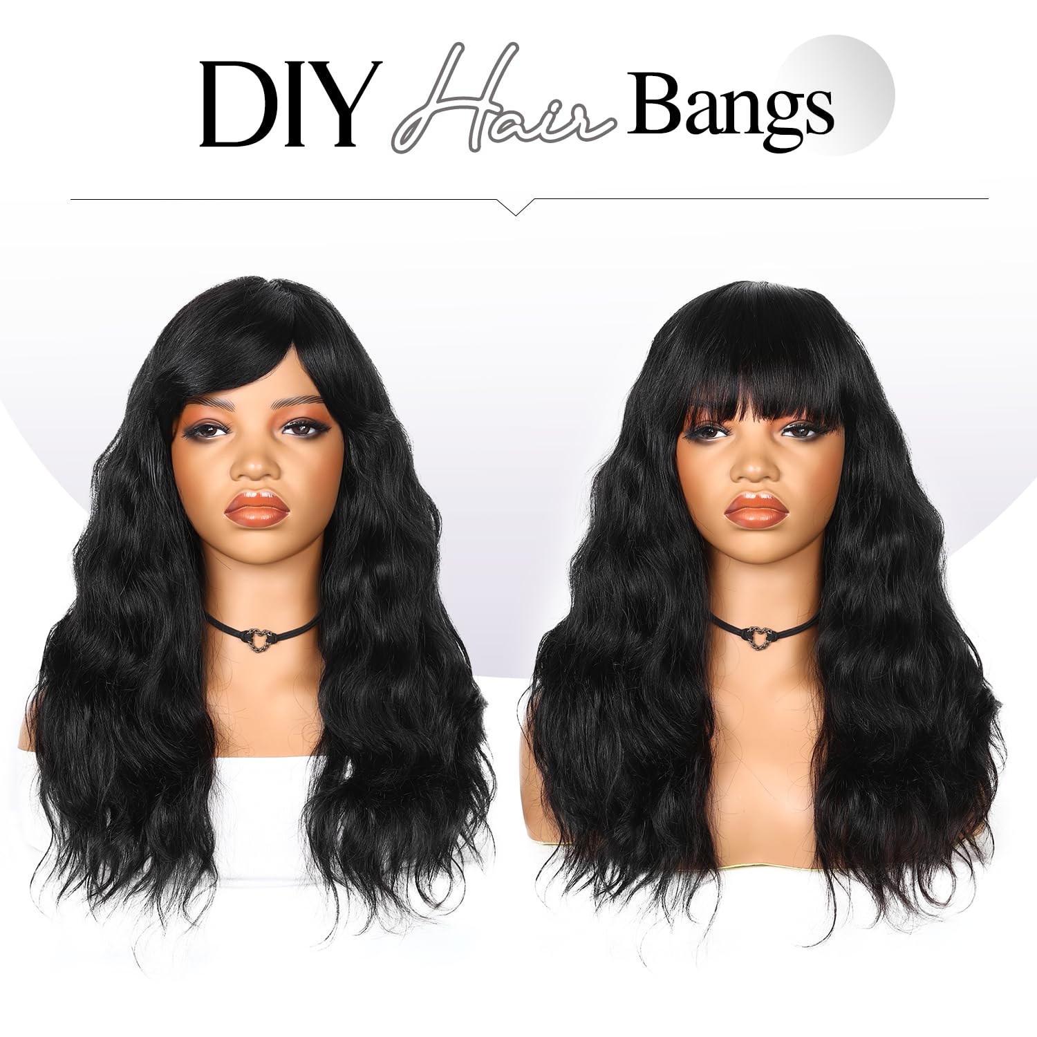 Wiger Human Hair Wavy Wigs For Black Women Natural Wave Wig With Bangs Glueless Loose Curly None Lace Front Wigs Brazilian Virgi