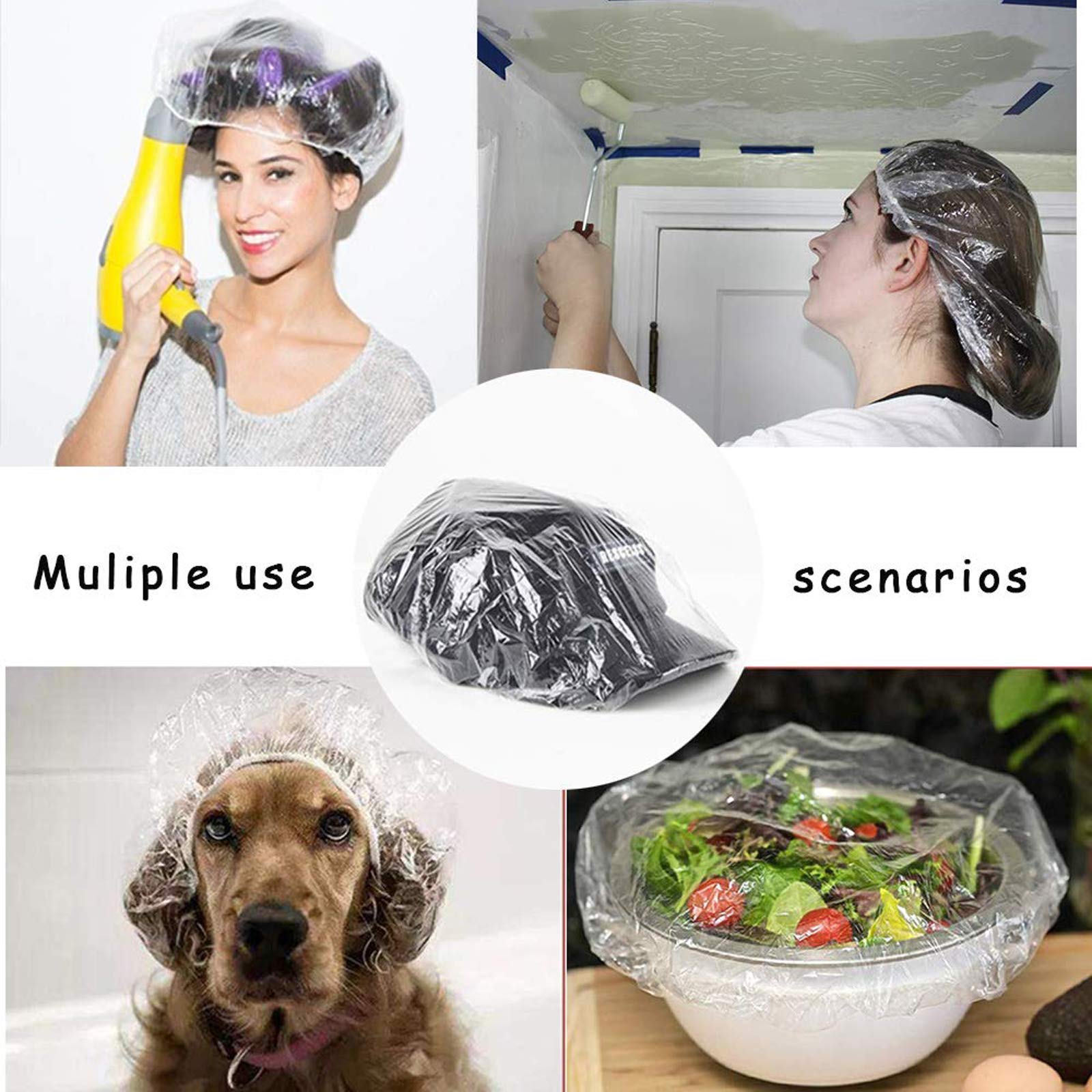 Yizijizi 30Pcs Disposable Shower Caps, Large Thick Clear Waterproof Shower Cap For Women, Large Size 205, Home Use, Spa, Hotel A
