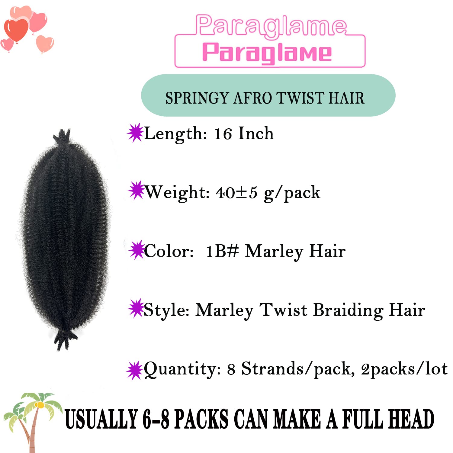 Cuban Twist Hair 16 Inch Springy Afro Twist Hair Marley Twist Braiding Hair 2 Packs Soft Spring Afro Kinky Twist Braiding Hair E