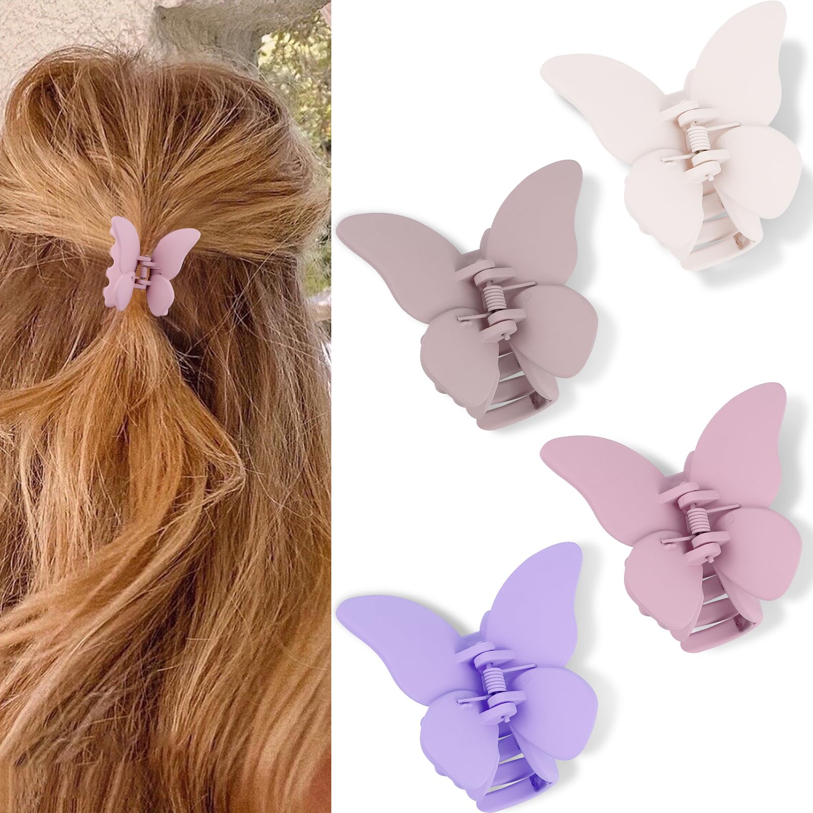 Butterfly Hair Clips Butterfly Claw Clips 2.7'' Hair Clips for Women Hair Clips for Thick Thin Hair Matte Hair Clips Medium Hair