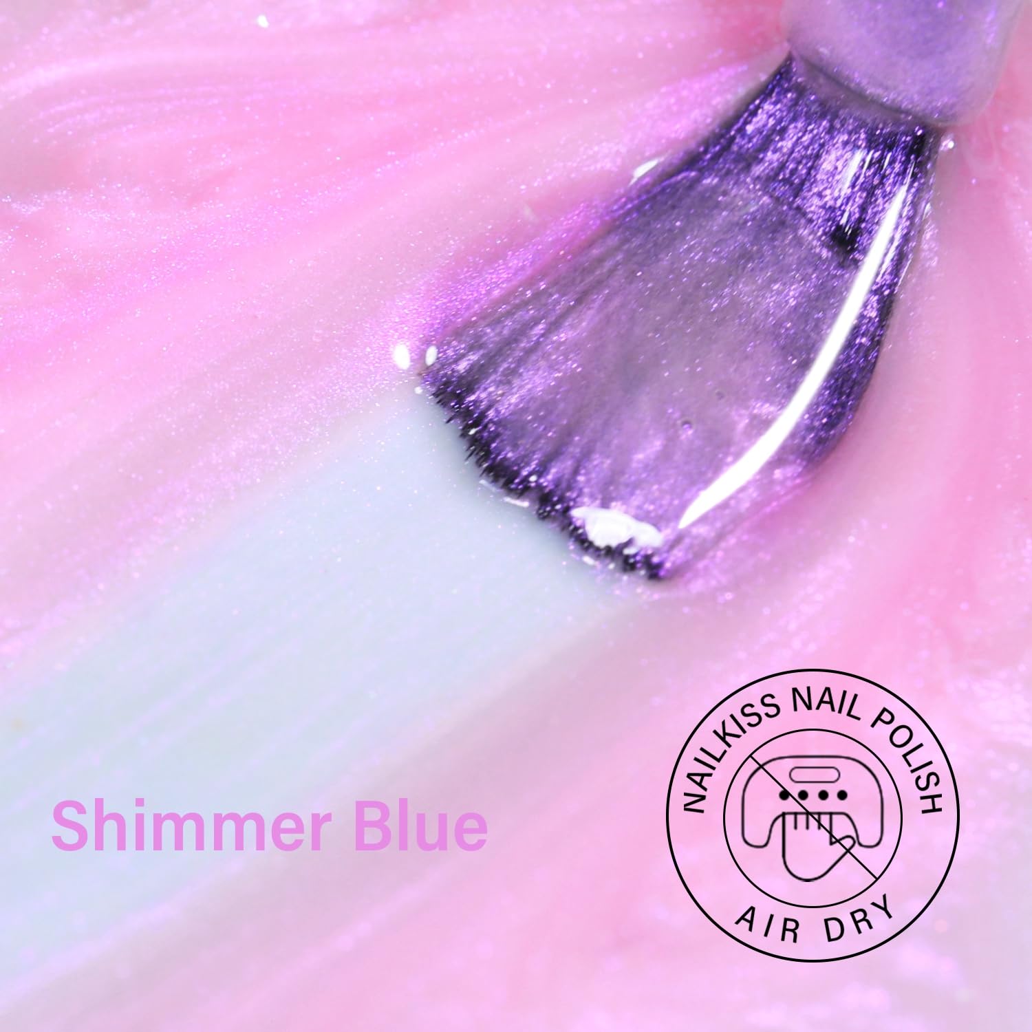 Cosmoo Pink Shimmer Air Dry Nail Polish, Shimmer Iridescent Quick Dry Nail Lacquer For Nail Art Varnish-10Ml