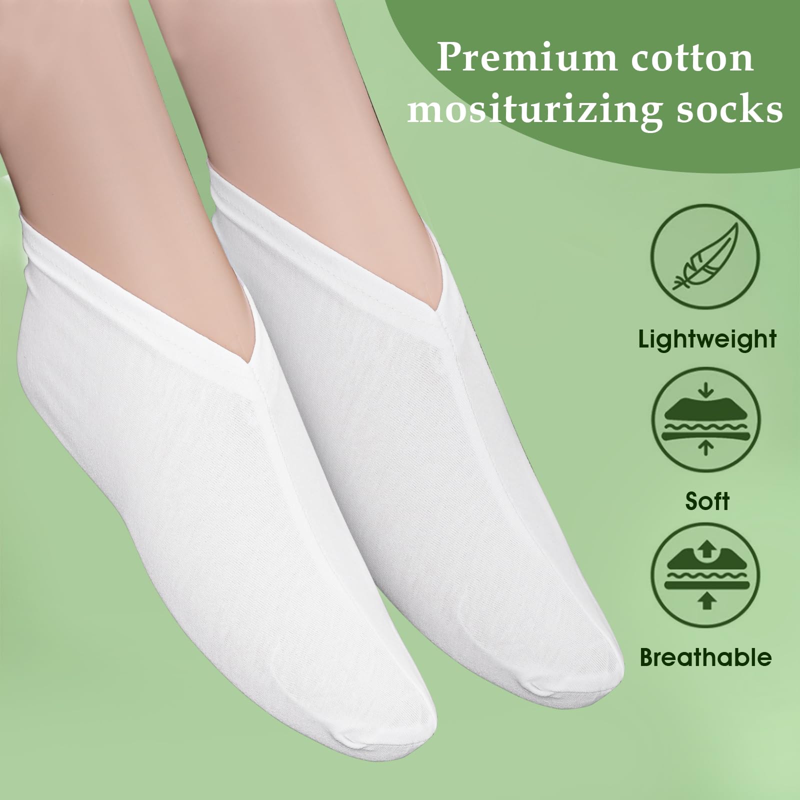 Gjinxi 2 Pairs Moisturizing Socks Overnight, Lotion Socks for Dry Feet, Cotton Moisture Enhancing Socks, Soft Spa Absorbing Sock