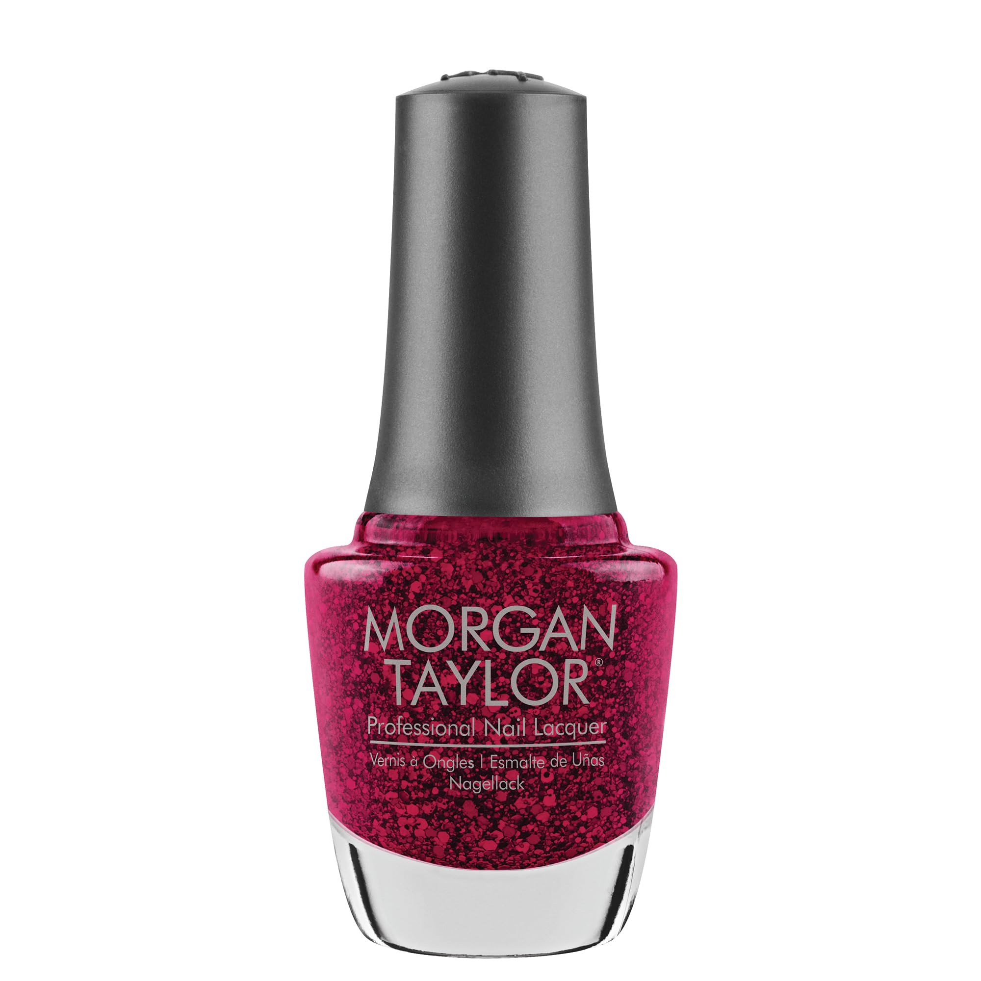 Morgan Taylor Nail Lacquer (All Tied Up With A Bow) Red Sparkle Nail Polish, Finger Nail Polish, Long Lasting Nail Polish, Red N