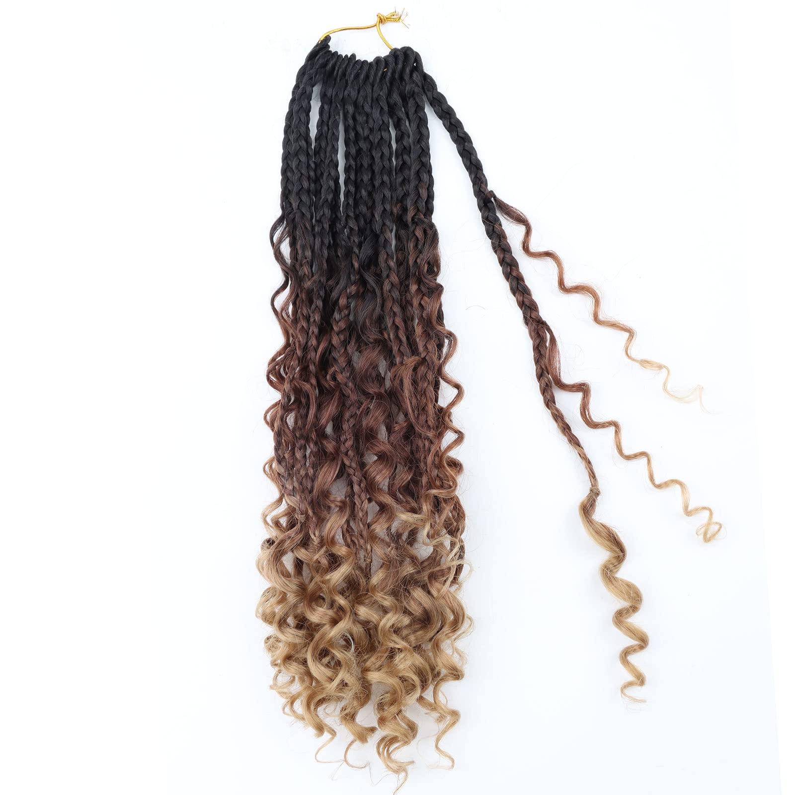 LMZIM 14 Inch Goddess Box Braids Crochet Hair Bohomian Crochet Box Braids Curly Ends 8 Pack 3X Crochet Braids Synthetic Braiding