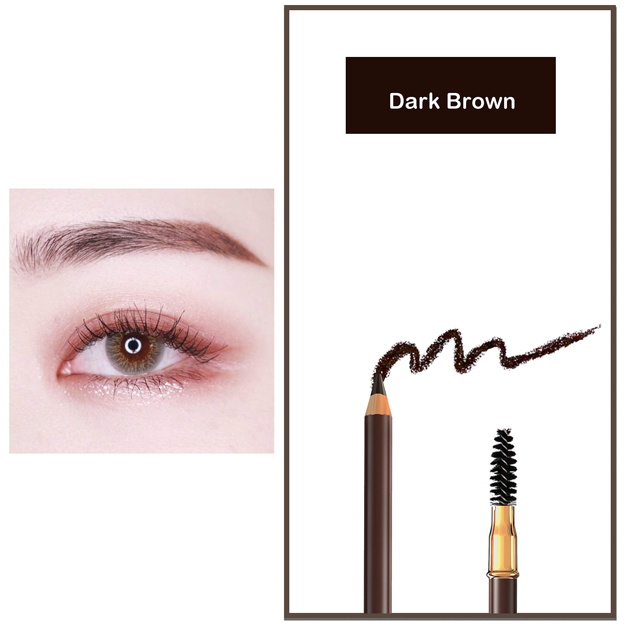 Bodermincer Eyebrow Pencil Longlasting Waterproof Durable Automaric Liner Eyebrow 5 Colors To Choose (5Pcs, 2# Dark Brown)