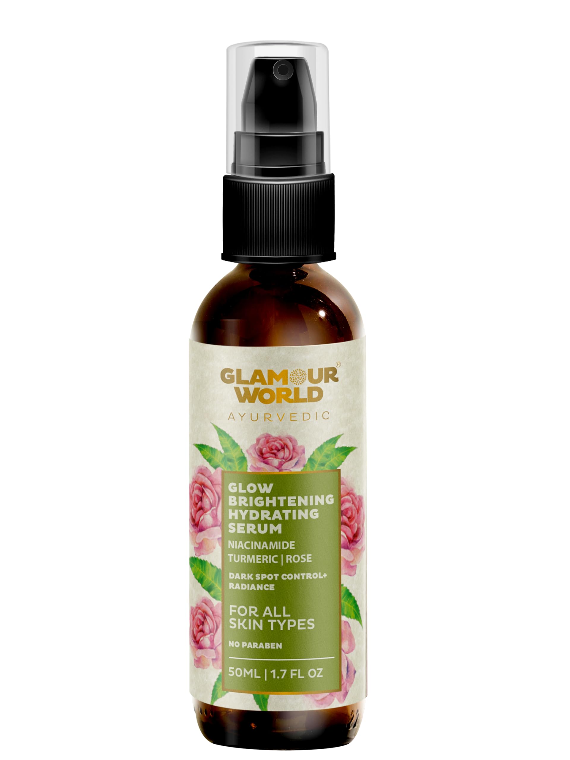 Glamour World Ayurvedic Glow Brightening Hydrating Serum 50 Ml | Hydrates And Brightens Skin. Corrects Dark Spots And Uneven Ski