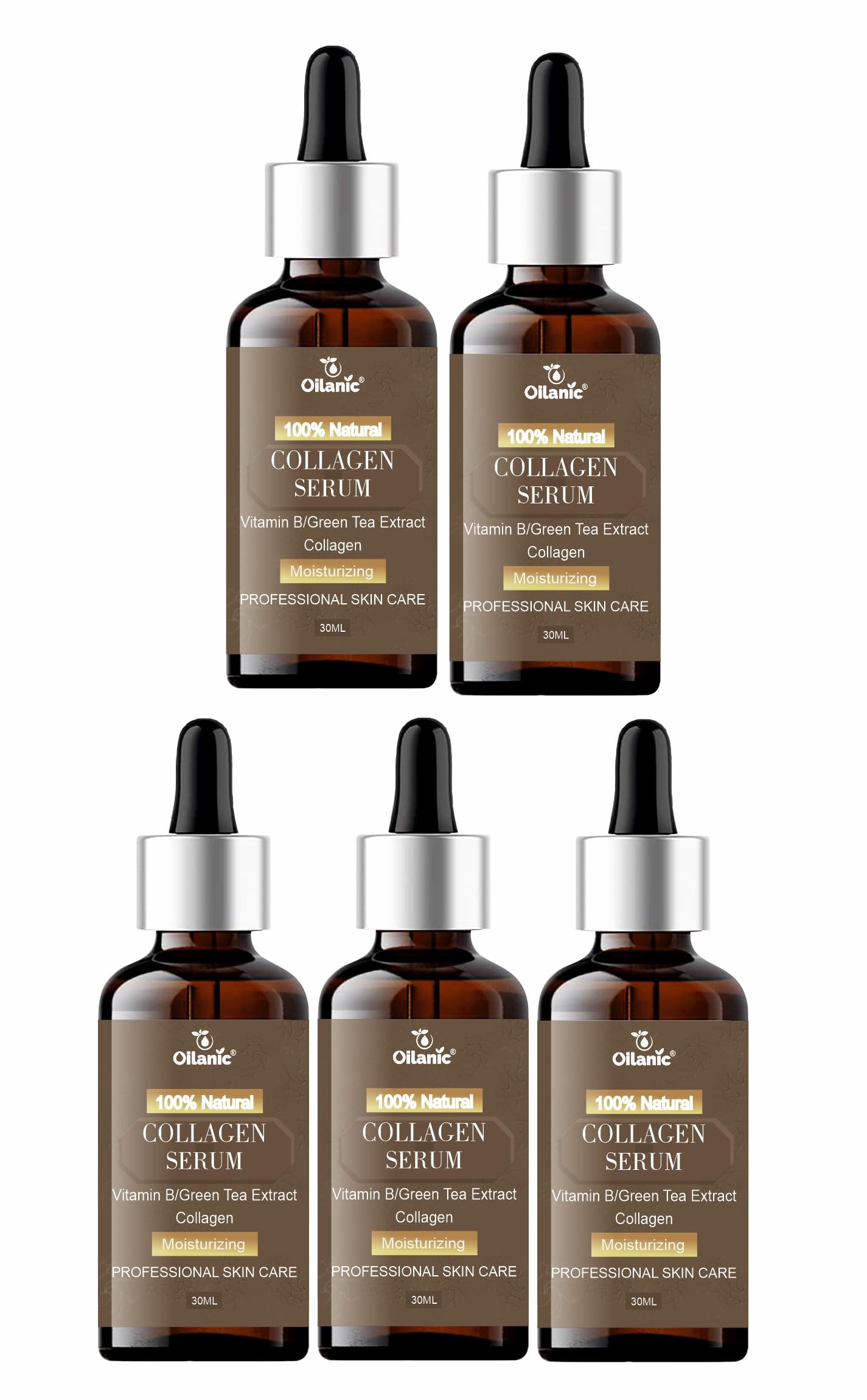 Oilanic Natural Collagen Face Serum For Glowing Skin (Pack Of 5, Each 30 Ml)|Serum For Face Hydrating And Moisturizing Serum For