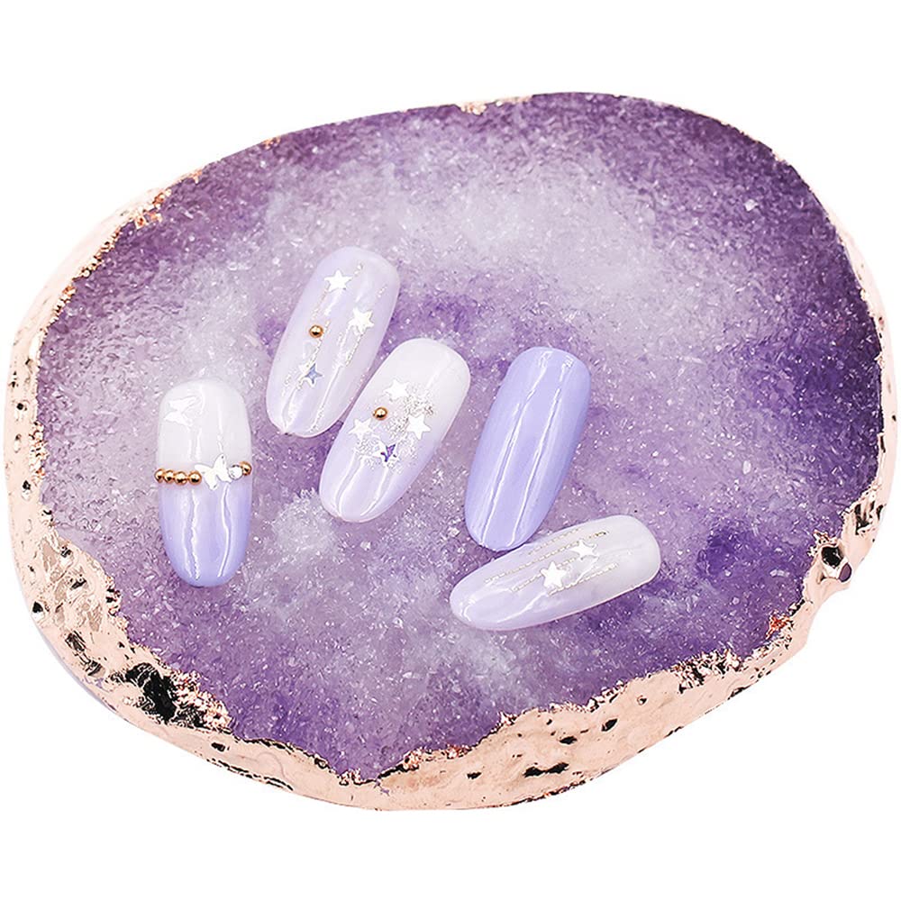AKOAK 1 Pack Phnom Penh Resin Crystal Agate Palette Nail Art Gel Nail Polish Palette Nail Piece Display Tool,Purple