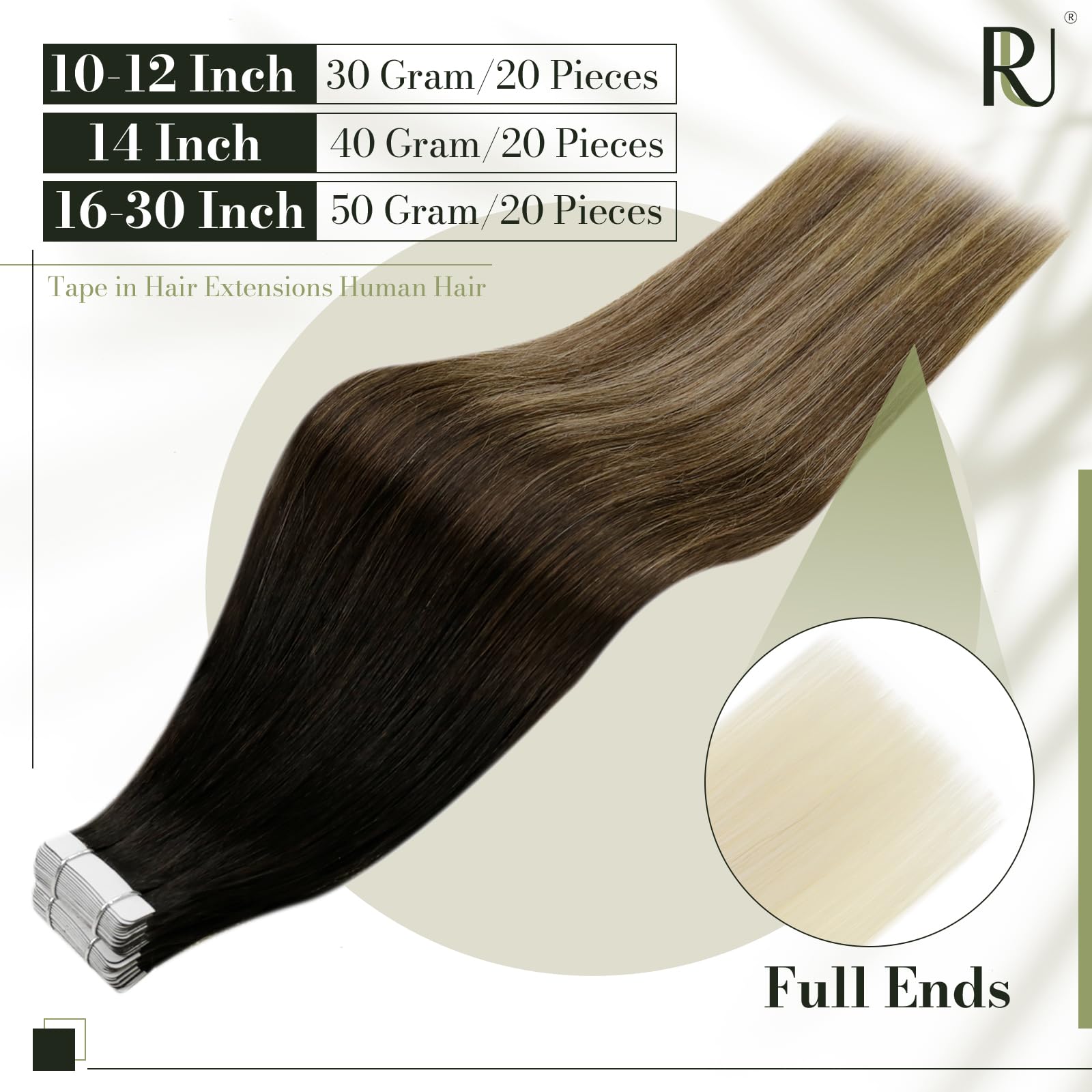 Runature Balayage Black Tape Ins Human Hair Extensions 24 Inch Long Tape In Hair Extensions Human Hair Ombre Black Rooted To Bro