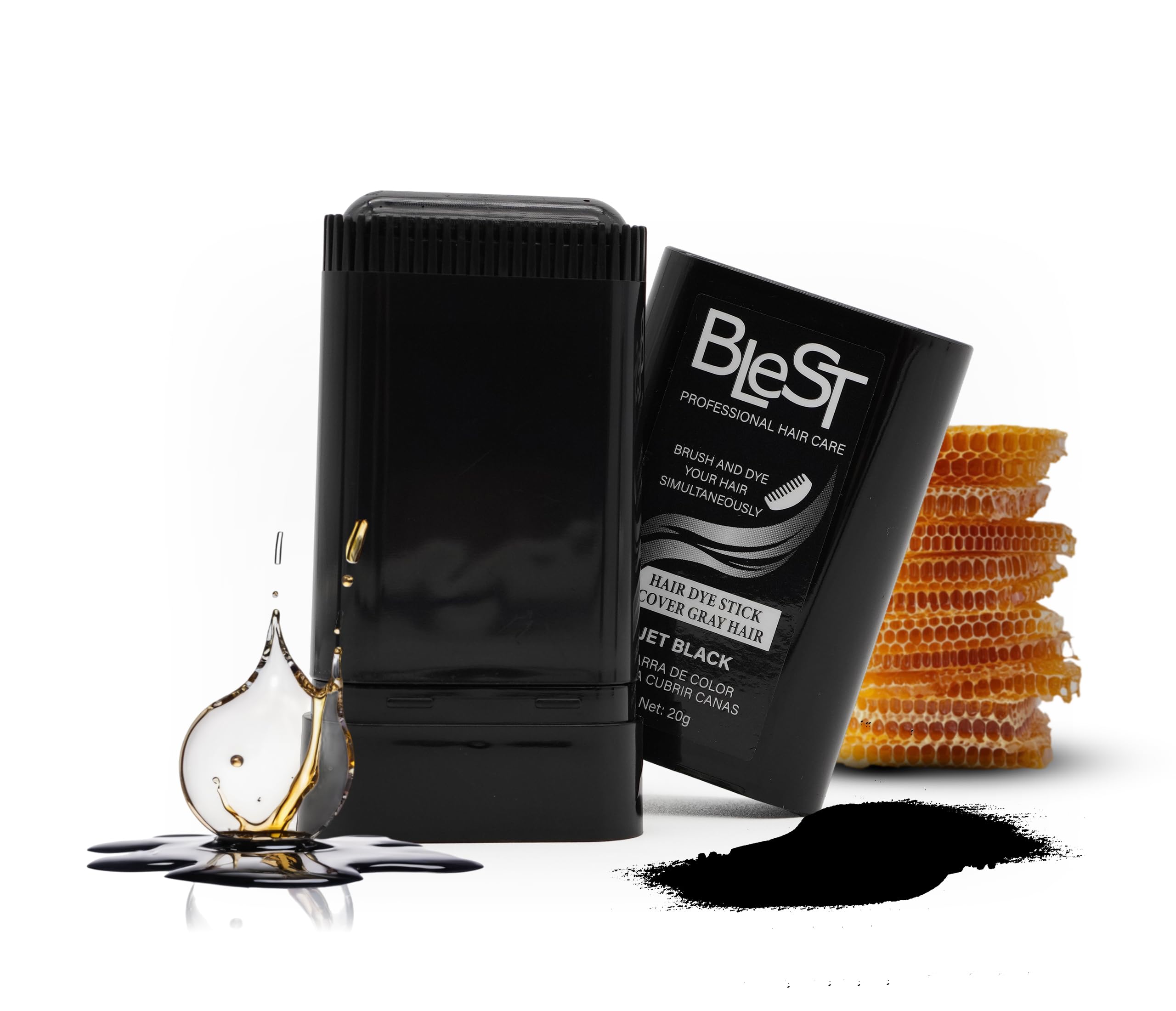 BLEST PROFESSIONAL Root Touch Up for Gray Coverage  Jet Black Temporary Color  Easy Application Concealer  20g Instant Soluti