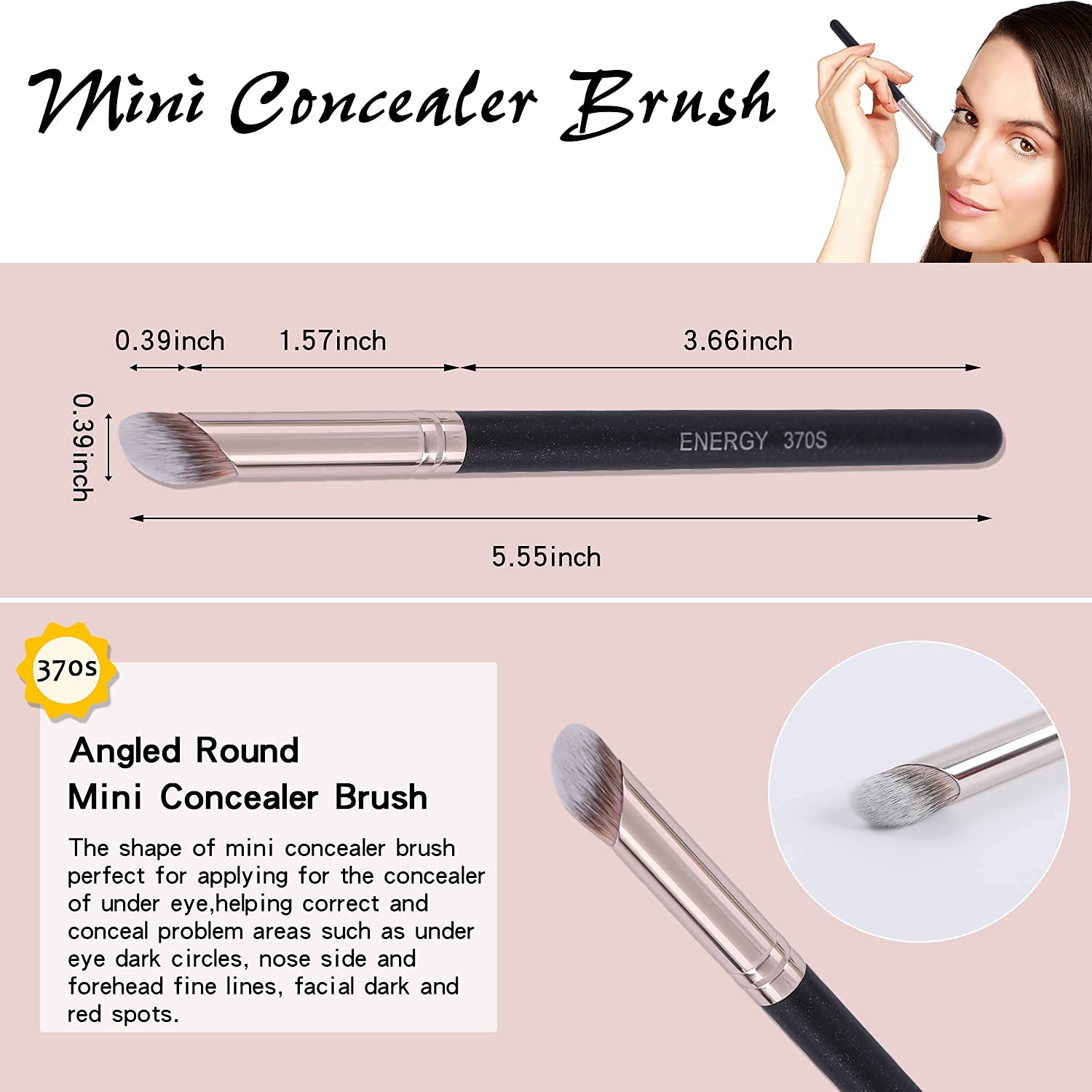 ENERGY Kabuki Foundation Brushes 3Pcs Professional Makeup Brush Set for Setting Powder Foundation Concealer Bronzer Blending wit