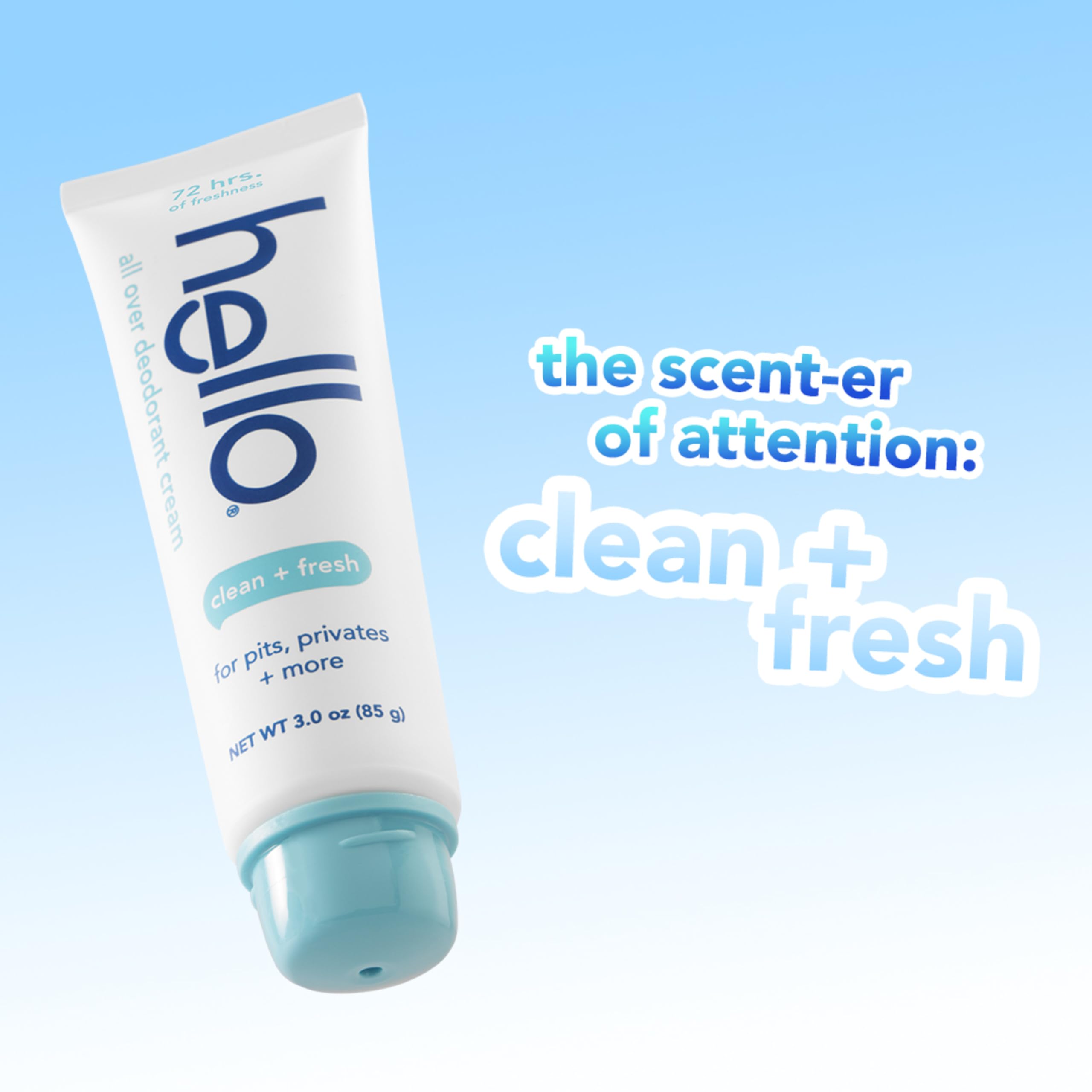 hello Clean & Fresh All Over Whole Body Deodorant Cream for Women and Men, Aluminum Free, Safe for Sensitive Skin, Pits, Private