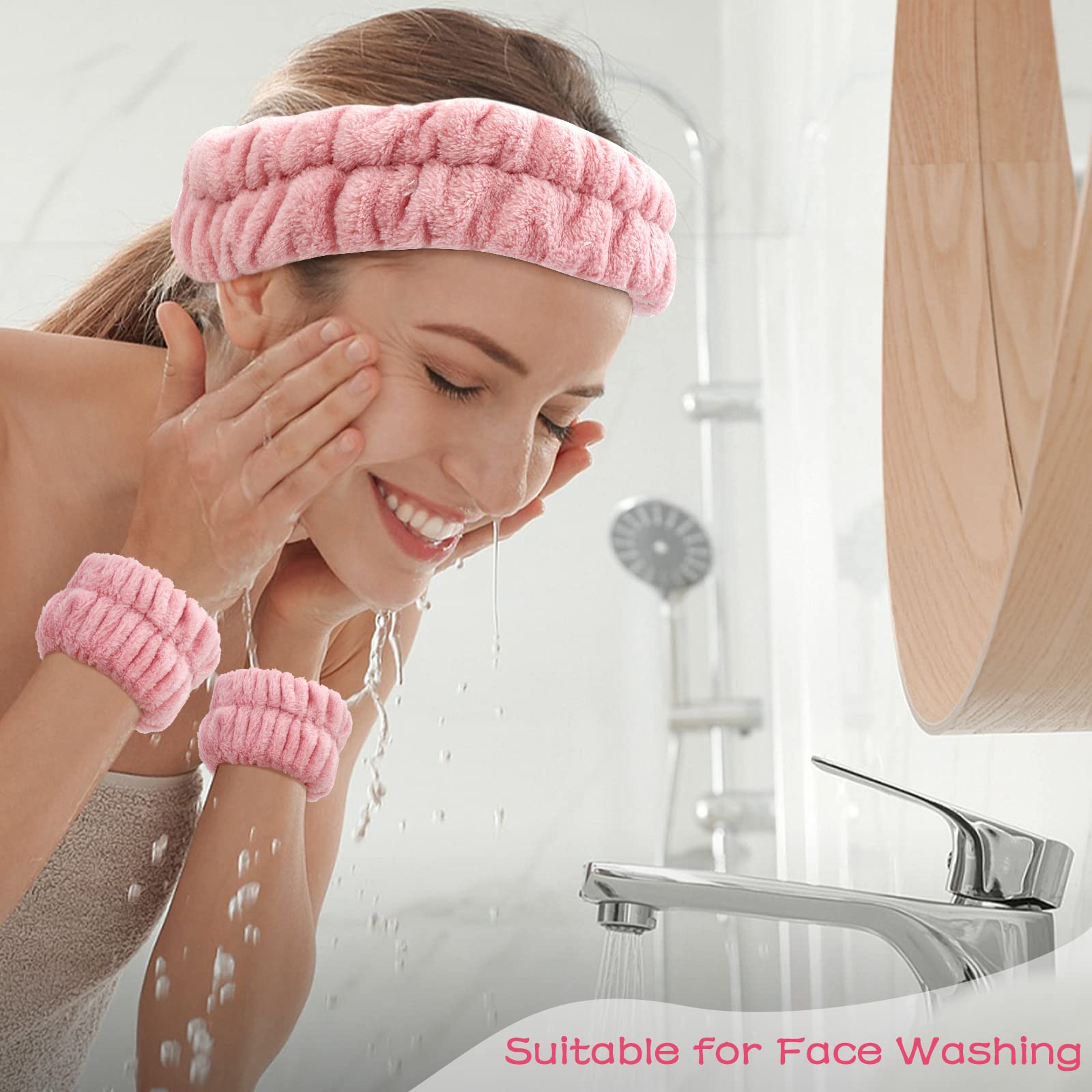 Chanaco 12Pcs Spa Headband Wrist Towels For Face Washing Set Makeup Headband Skincare Headbands Soft Microfiber Face Wash Headba