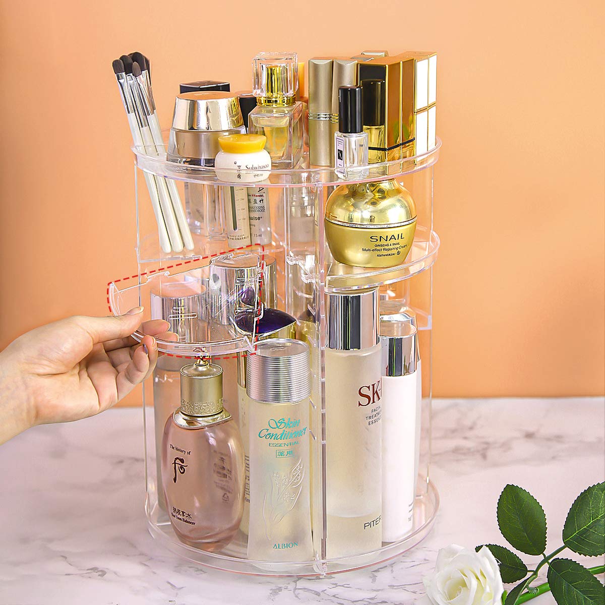 360 Rotating Makeup Organizer,Skincare Perfume Organizer,Diy Adjustable Layers Spinning Acrylic Organizers,Large Capacity Make U