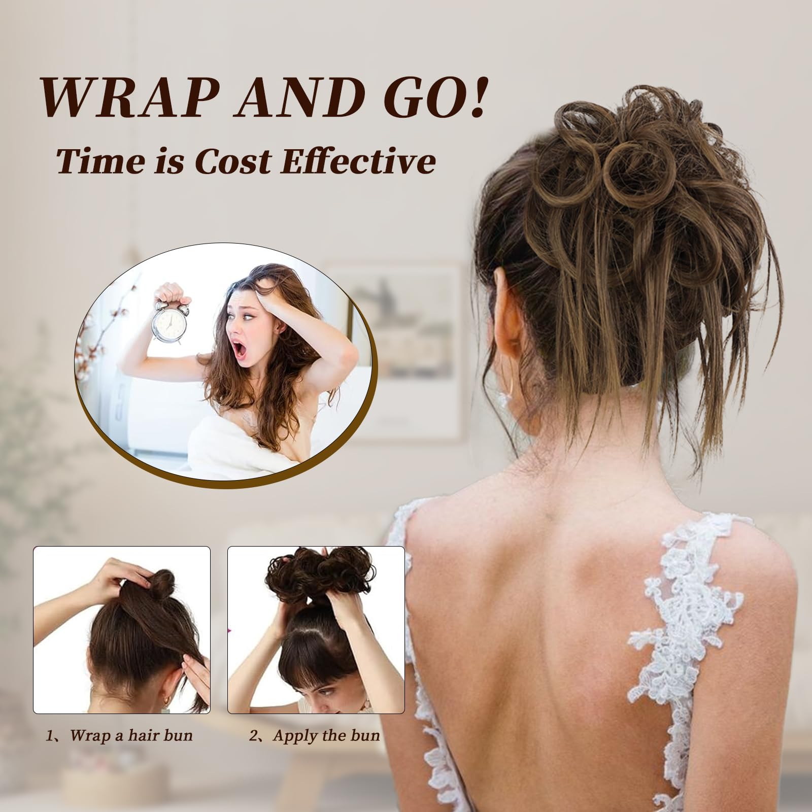 Lativ Tousled Updo Messy Bun Hair Pieces For Women Hair Bun Extension Synthetic Hair Buns Hair Piece Scrunchies For Daily Wear (