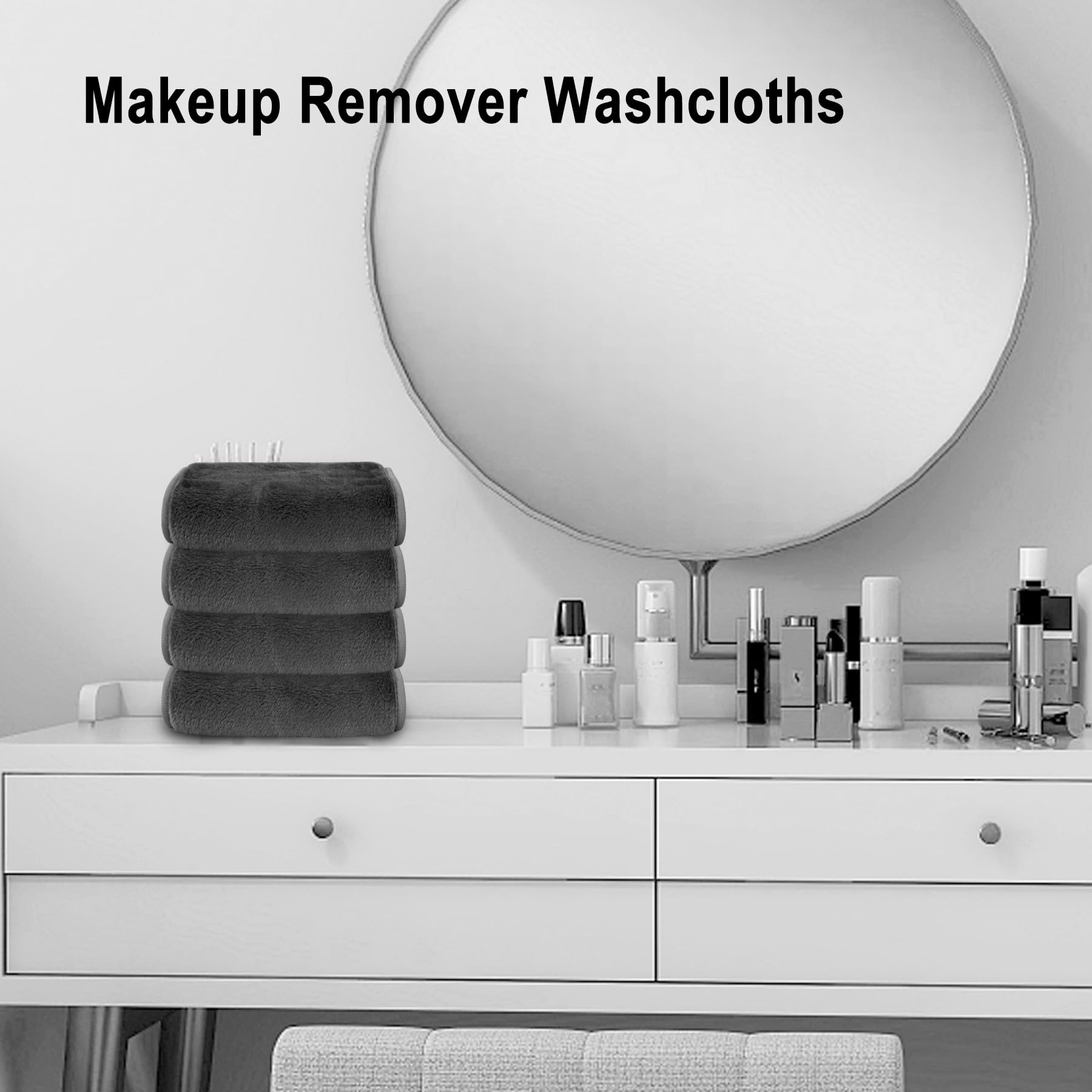 Kodamo Makeup Remover Cloth, Microfiber Makeup Remover Towel, Reusable Makeup Remover Face Wash Cloths For Washing Face, Grey