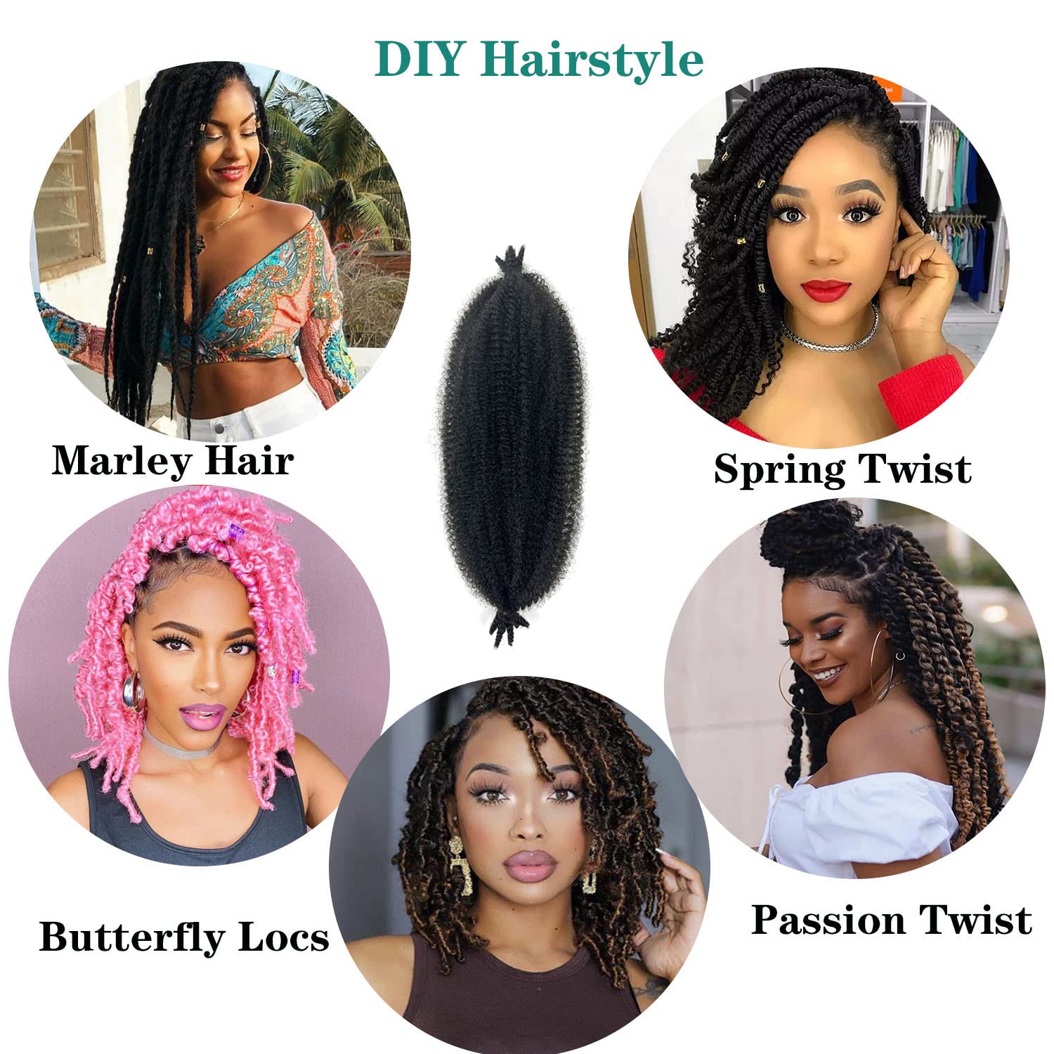 30 Inch Marley Twist Braiding Hair Pre Separated Springy Afro Twist Hair for Distressed Butterfly Locs Crochet Hair Synthetic Pr