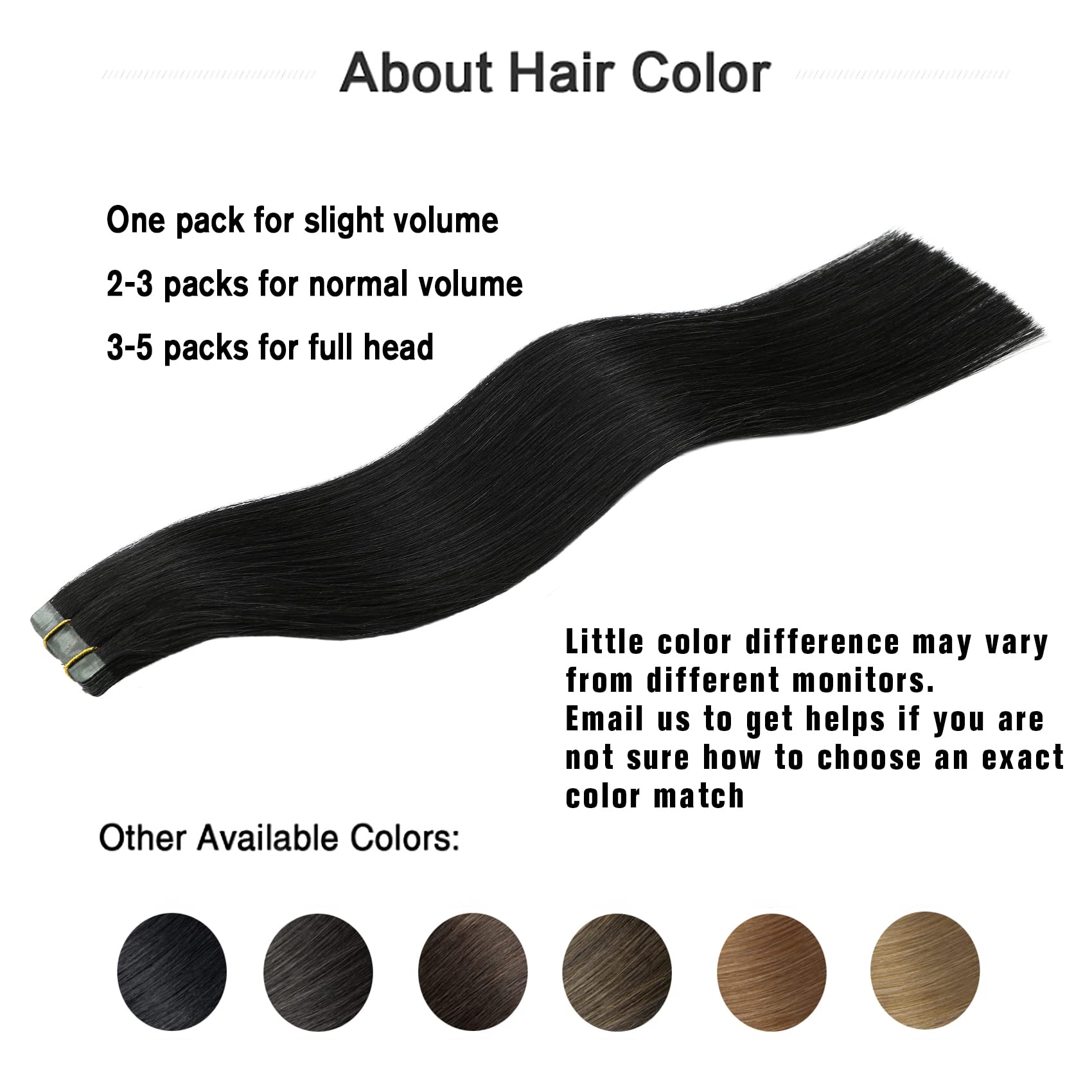 Tape In Hair Extensions 1 Jet Black 100% Remy Human Hair Extensions Silky Straight For Fashion Women 20 Pcs/Package(14Inch 1 30G