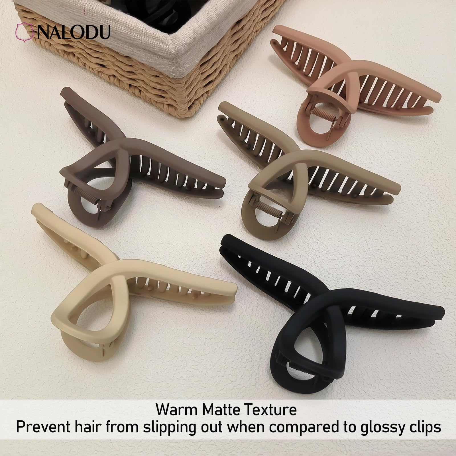 Nalodu 5 Inch Hair Claw Clips Extra Large No Slip Big Matte Jaw Butterfly Clip For Curly Longthick Hair Women, 5 Pack