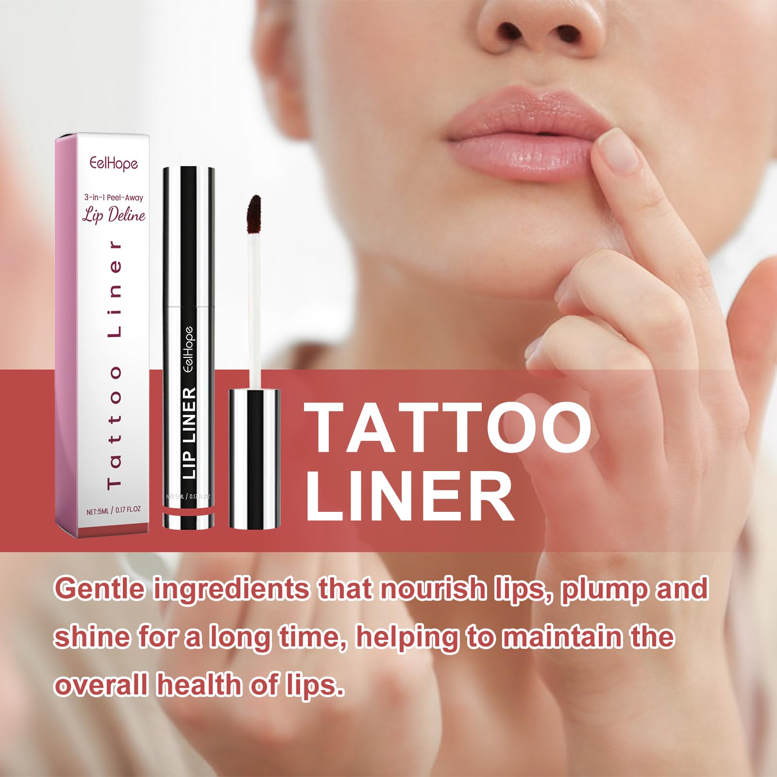Pakivs 3Pcs Removable Lip Liner Set - Long Lasting Waterproof Matte Lip Pencil, 1oz, Peel Off for Women