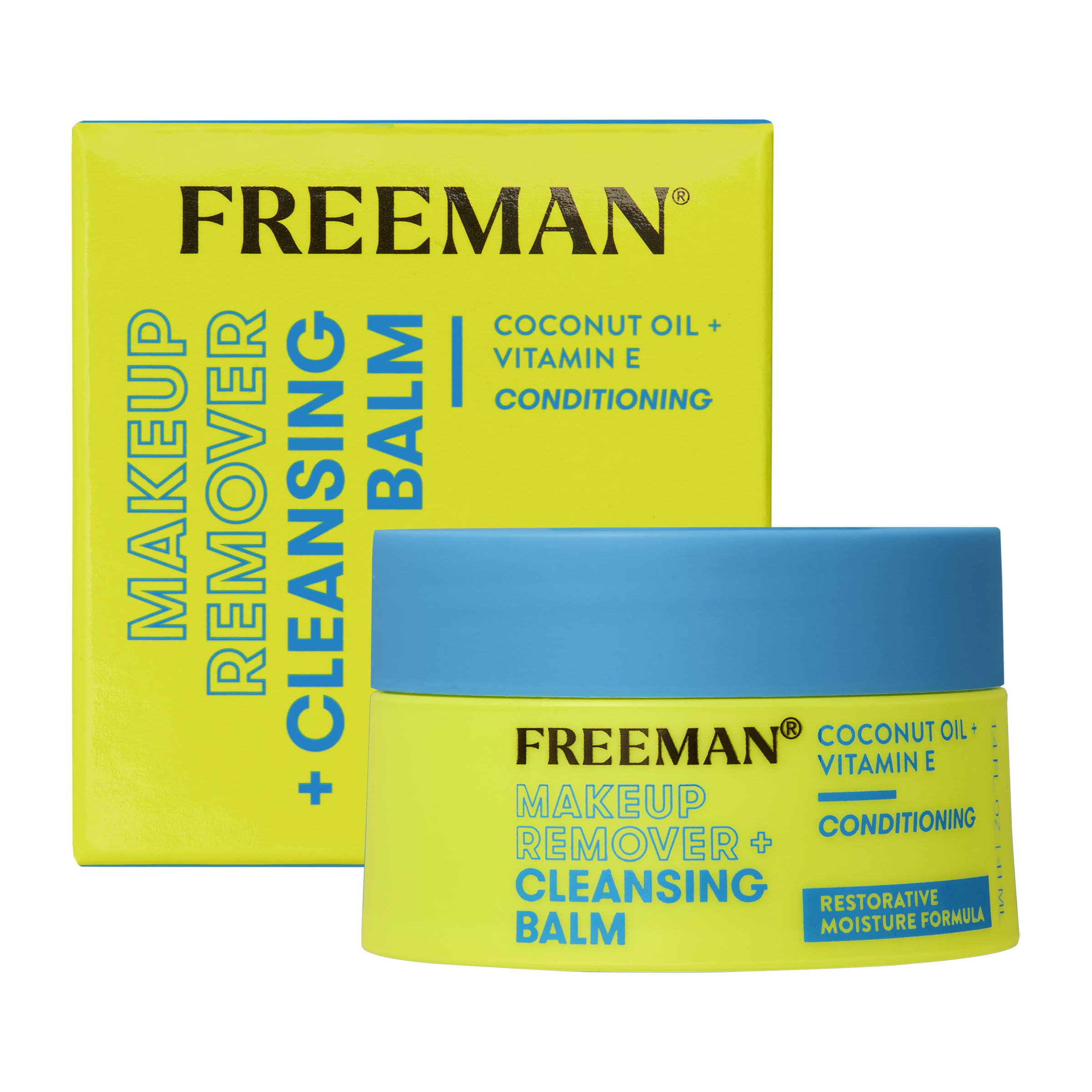 Freeman Restorative Makeup Remover + Cleansing Balm, Moisturizing & Conditioning, Coconut Oil & Vitamin E, Lightweight Formula G