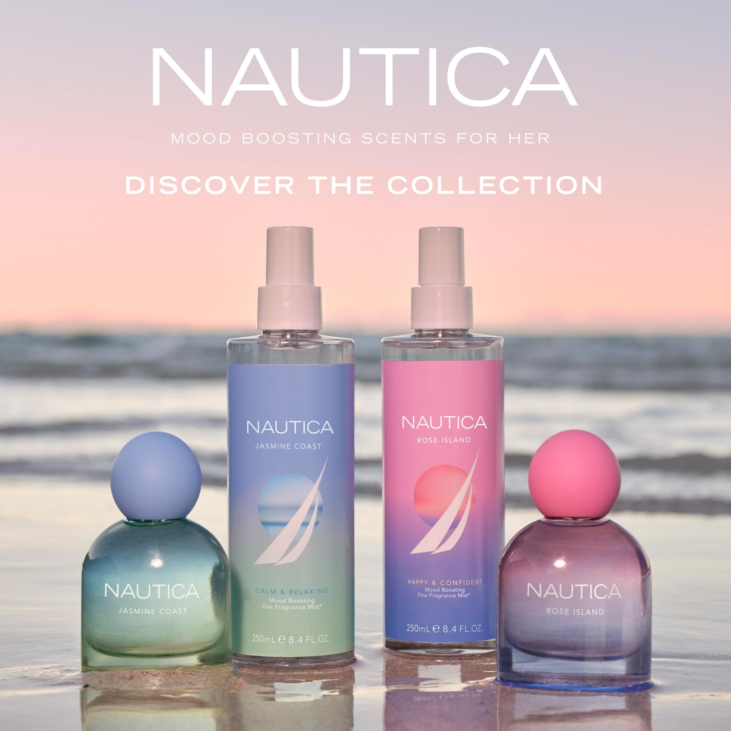 Nautica For Her Rose Island Body Mist, 8.4 Fl Oz (Pack Of 1), Notes Of Lemon, Rose, And Musk, Women'S Fragrance, Long Lasting, M