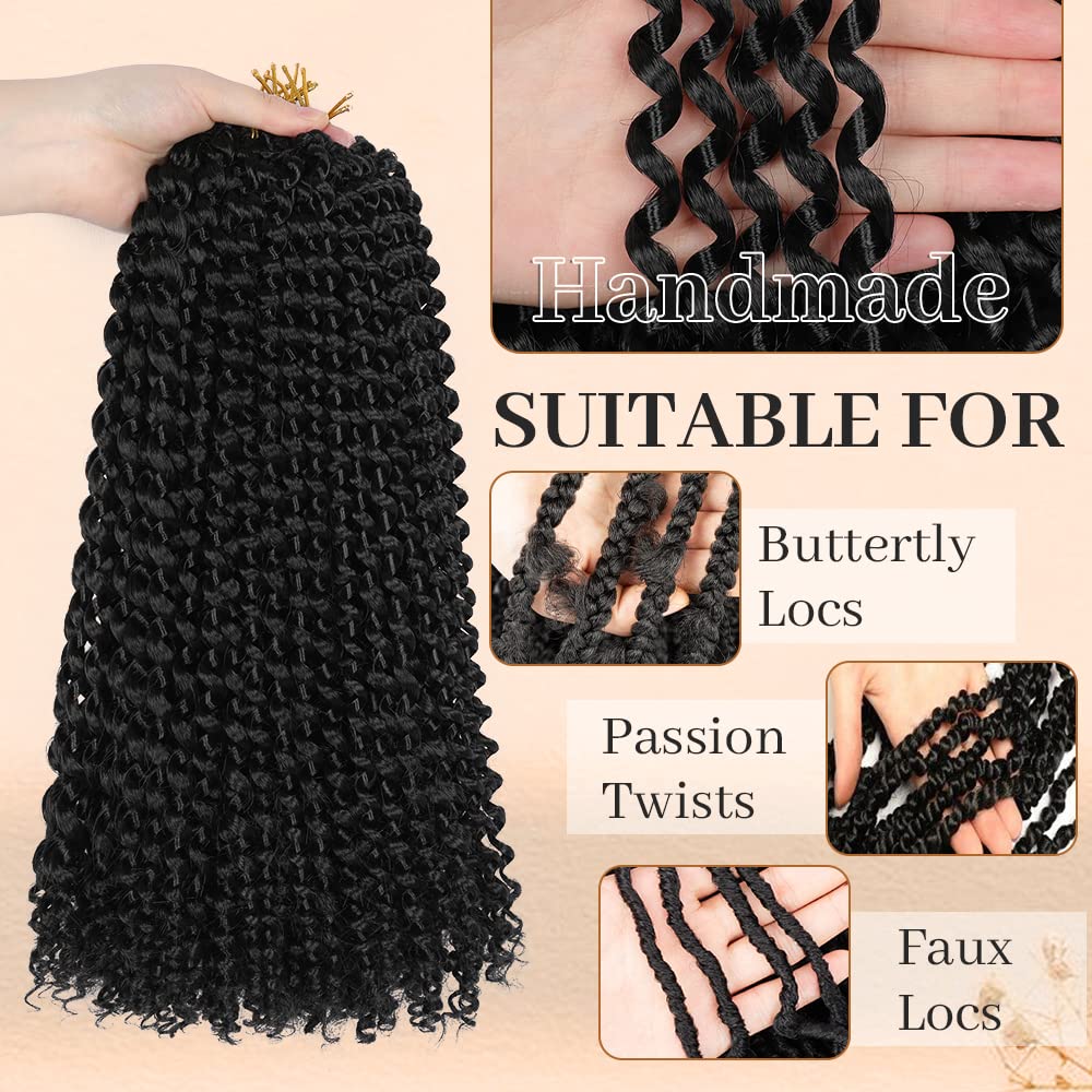 Passion Twist Hair 18 Inch, 7 Packs Passion Twist Braiding Hair Water Wave Crochet Hair Passion Twist Crochet Hair Braids Synthe
