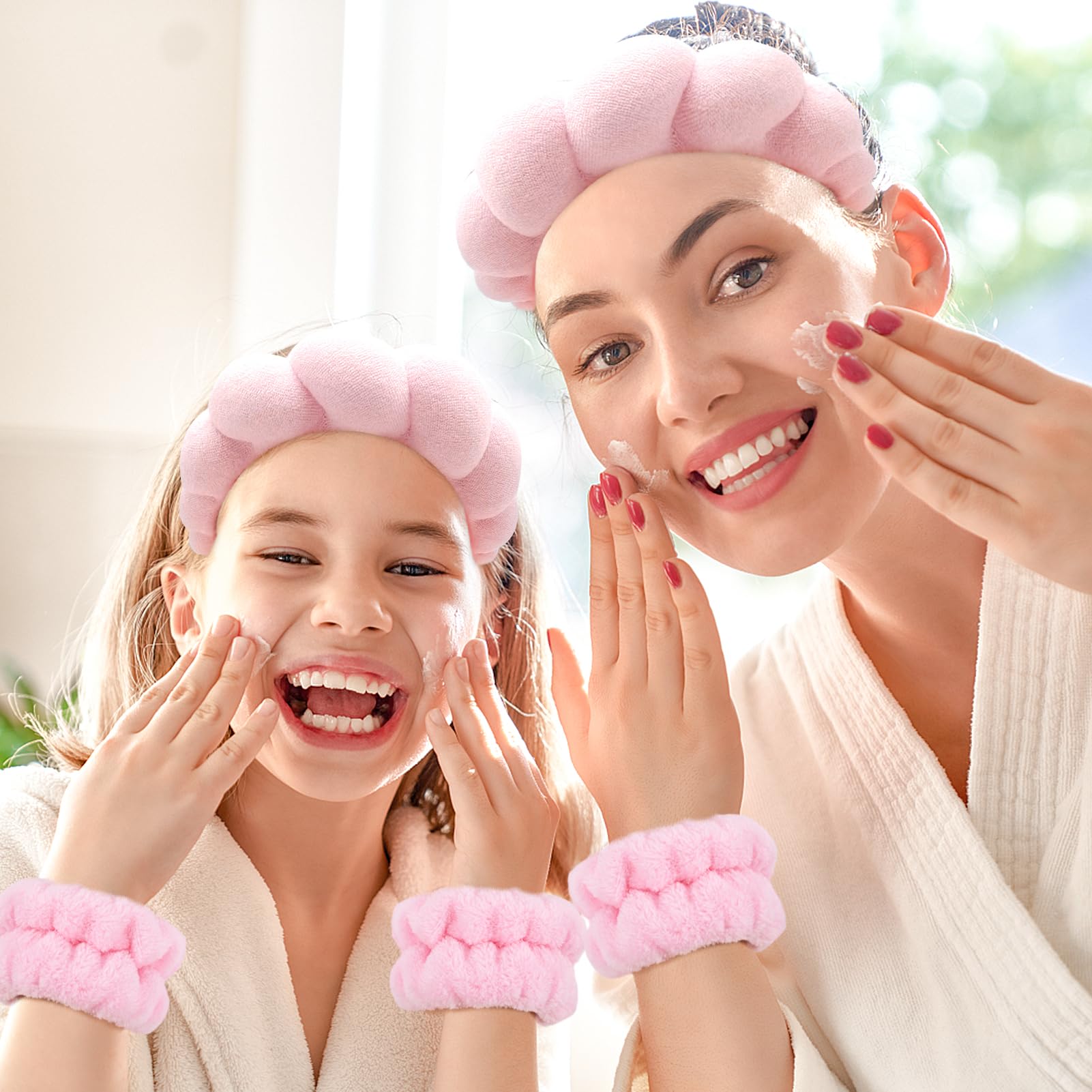 Zkptops Spa Headband For Washing Face Wristband Set Sponge Makeup Skincare Headband Wrist Towels Bubble Soft Get Ready Hairband