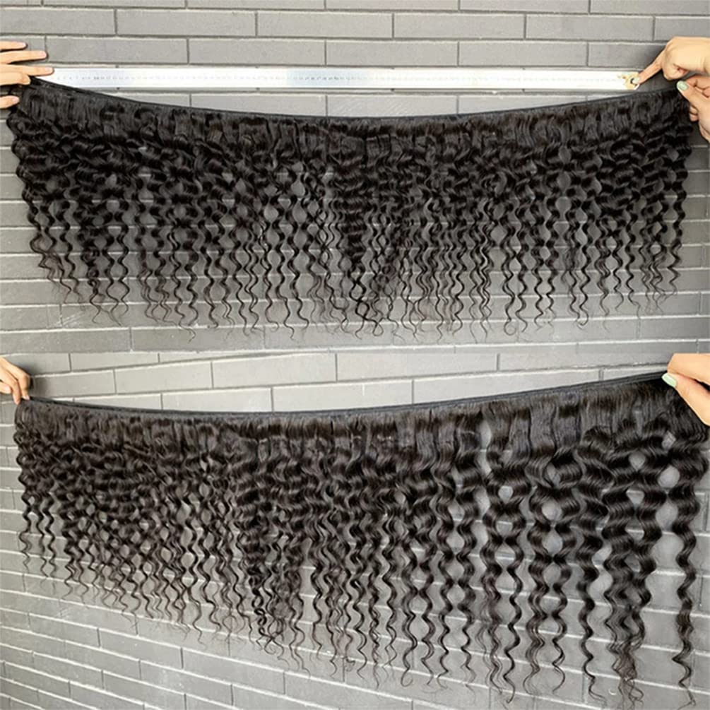12A Brazilian Deep Wave Human Hair Bundles (30 28 26 24) 100% Unprocessed Virgin Remy Hair Deep Curly Human Hair Weave 4 Bundles