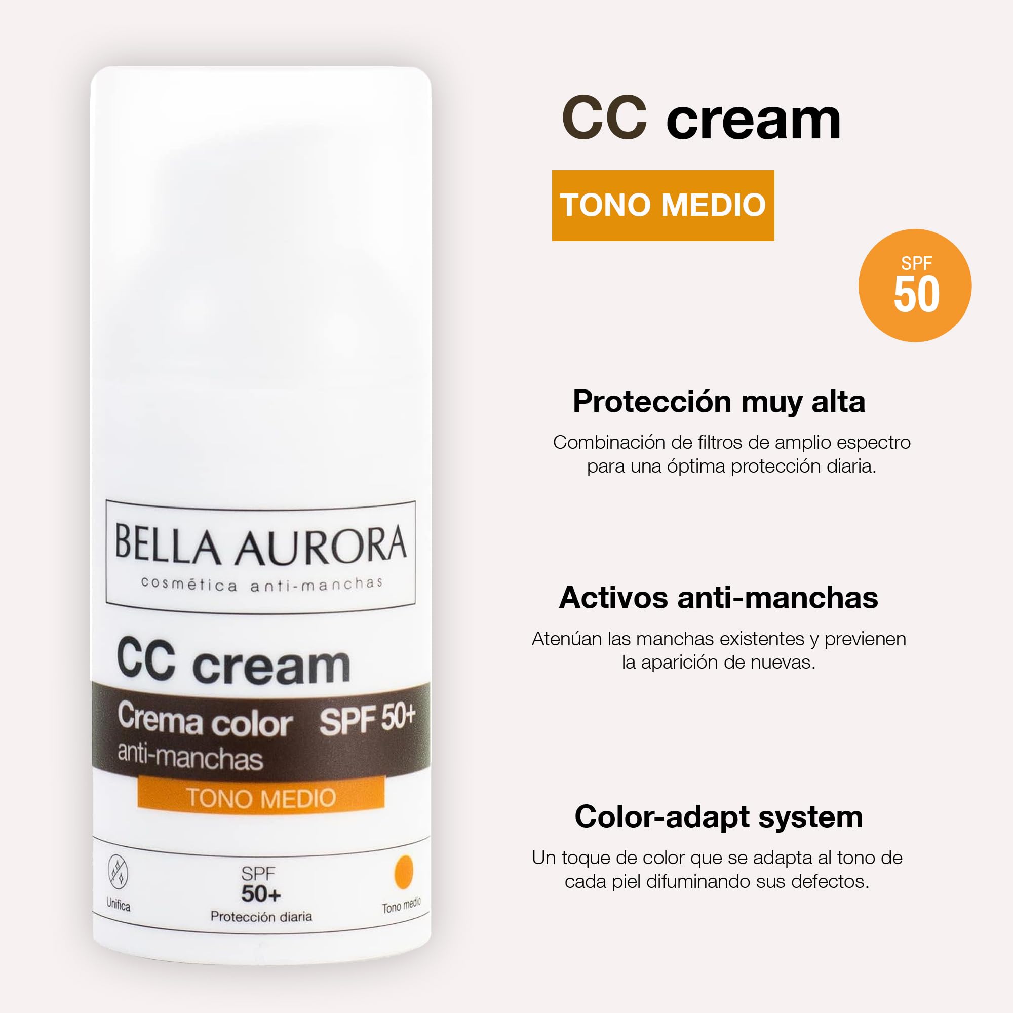 Bella Aurora Cc Cream Medium Shade SPF50 Plus, 30 ml