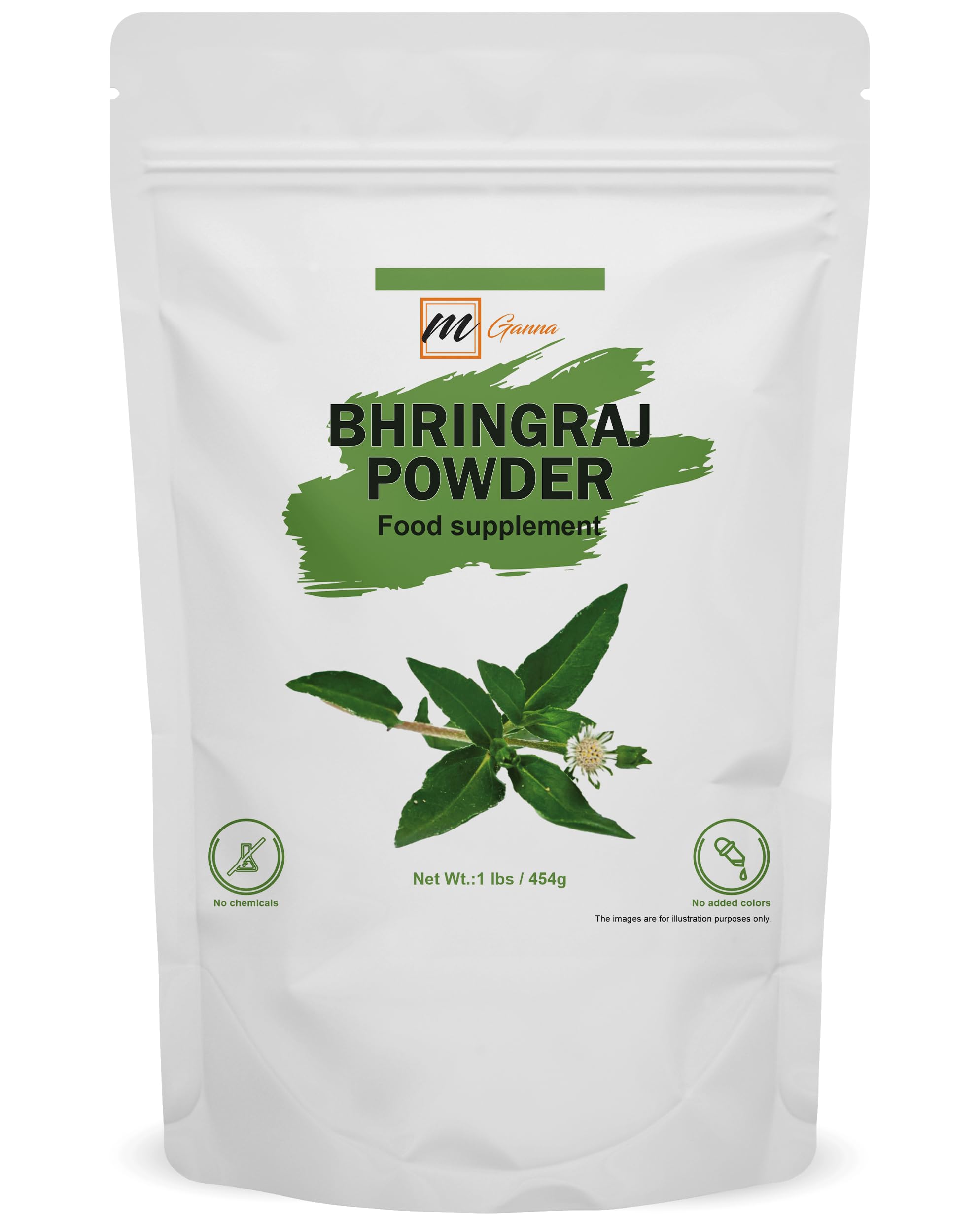 mGanna (1 Pound) 100% Natural Bhringraj Powder 454 Grams | Pure Eclipta Alba For Hair Health & Skin