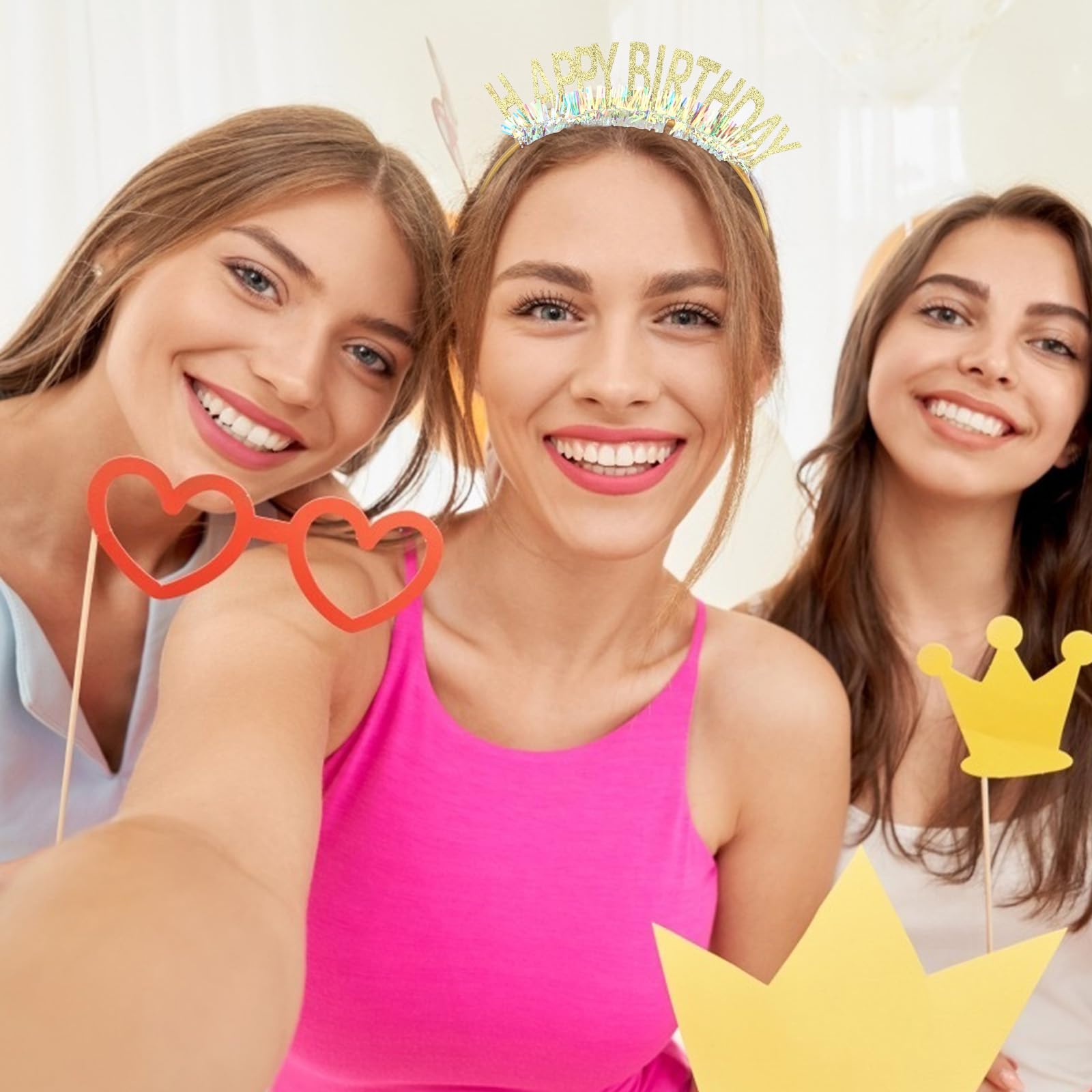Cieher Birthday Crown Headband, Women'S And Girls' Birthday Tiara, Happy Birthday Decorations And Gifts - Gold