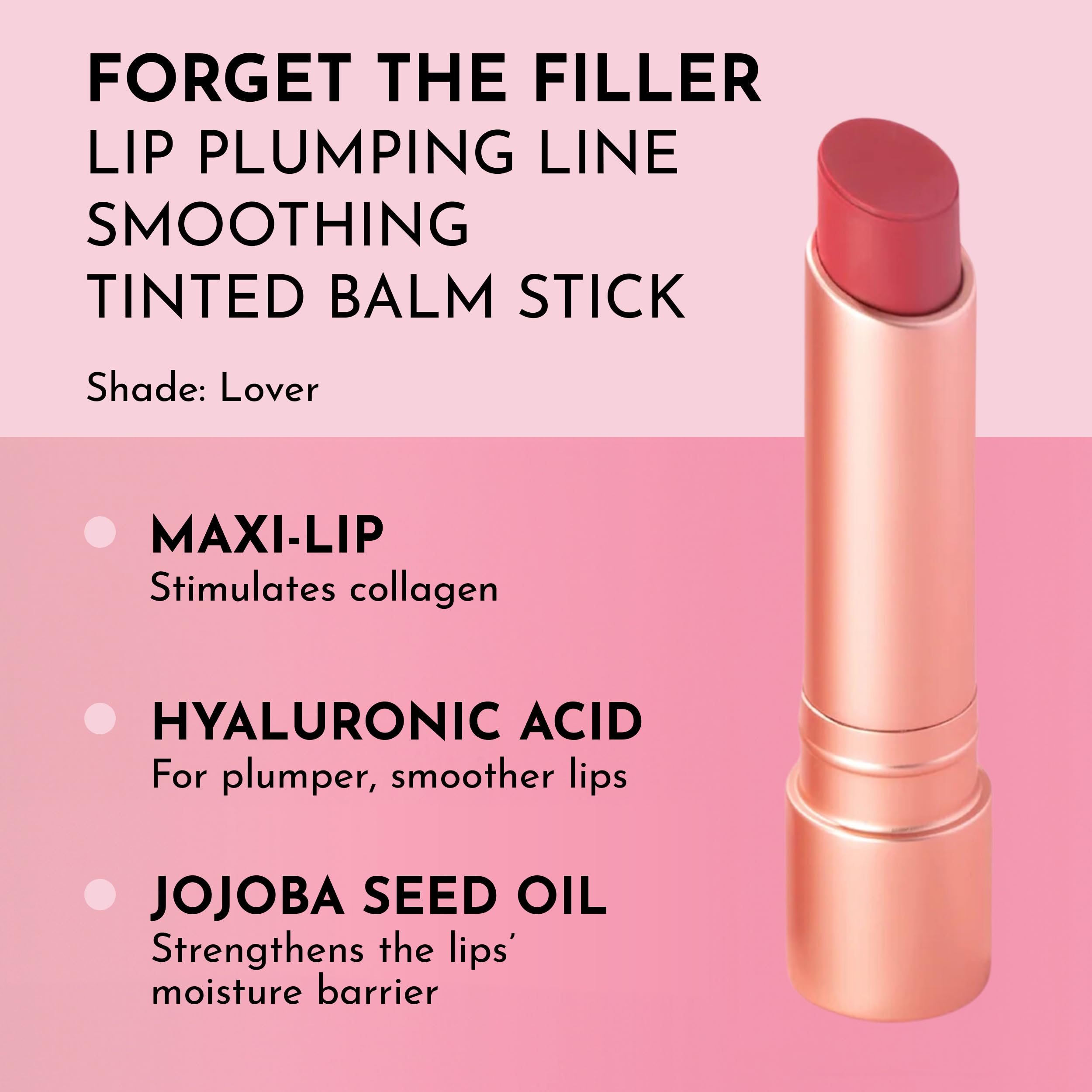 Lawless Forget The Filler Lip Plumping Line Smoothing Tinted Balm, Lover, Pink, 0.1 Ounce / 2.9 G