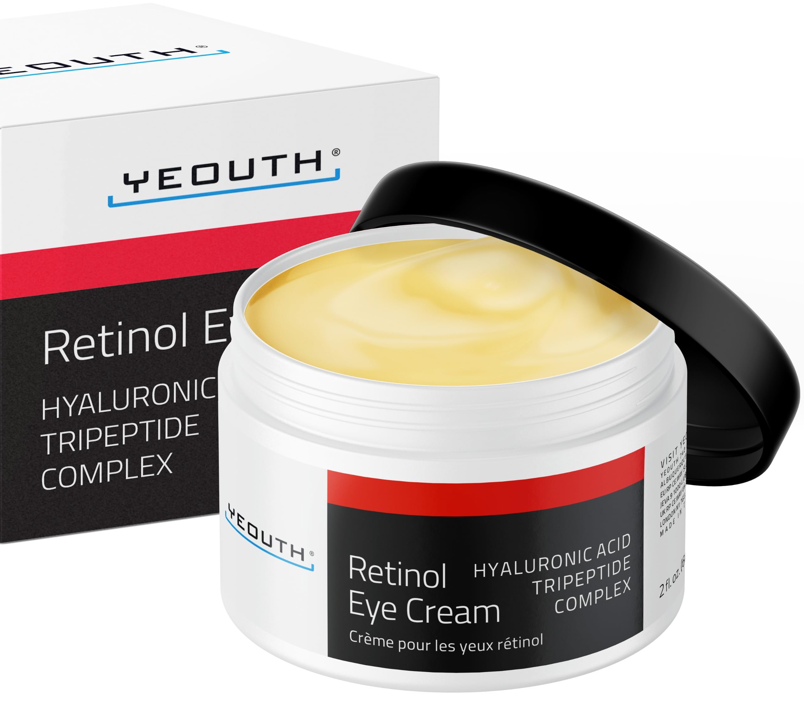 Yeouth Retinol Eye cream with Hyaluronic Acid, Hydrating Under Eye cream for Dark circles and Puffy Eyes, Anti Aging Eye cream,