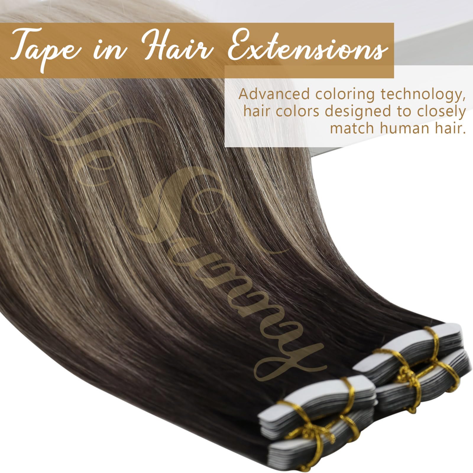 Ve Sunny 22 Inch Tape In Extensions Brown Ombre Human Hair Extensions Tape Ins Long Hair Tape In Hair Extensions Dark Brown Ombr