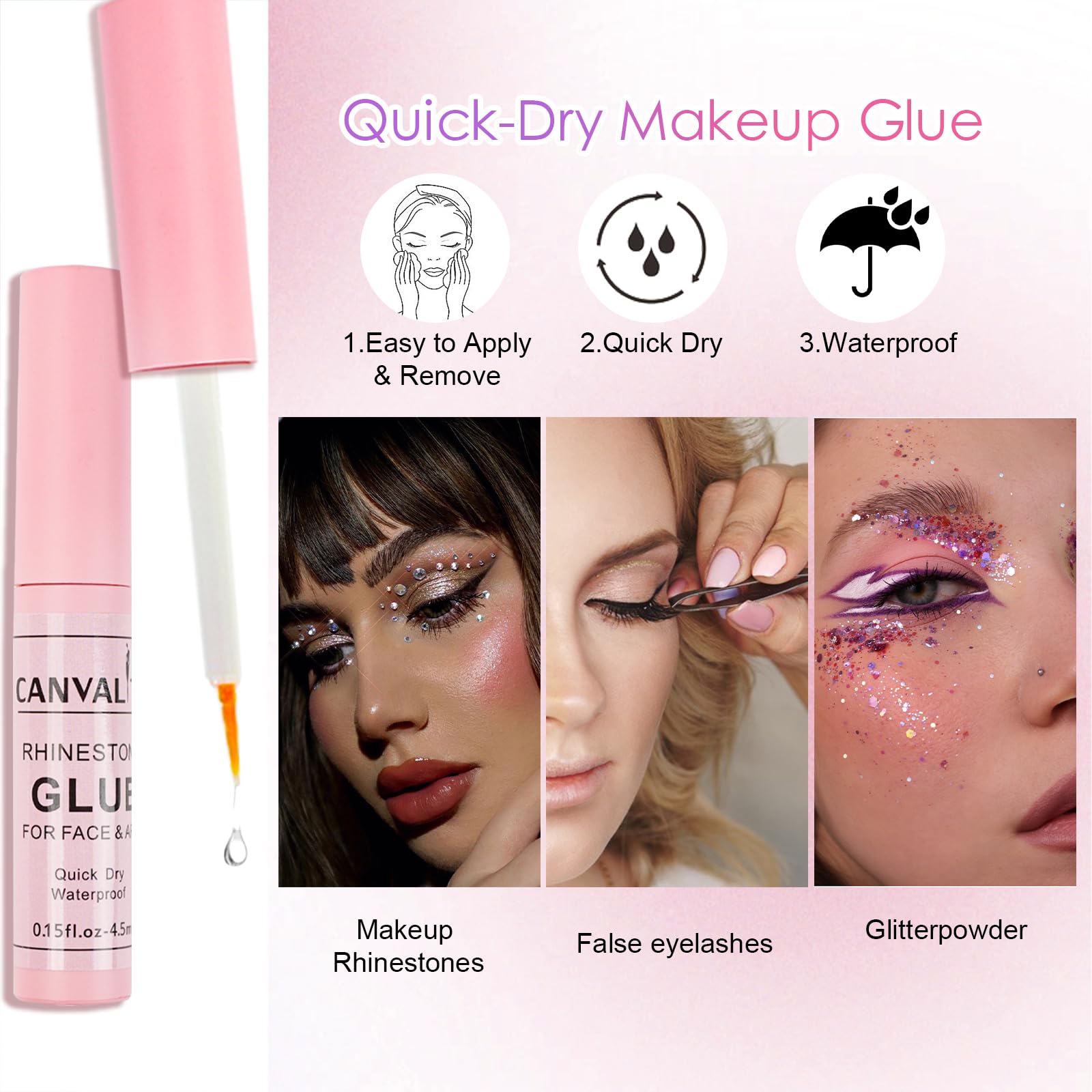 Canvalite Rhinestones For Face Colorful Face Gems Face Jewels Ab & Clear Eye Hair Nail Gems Rhinestones With Quick Dry Makeup Gl