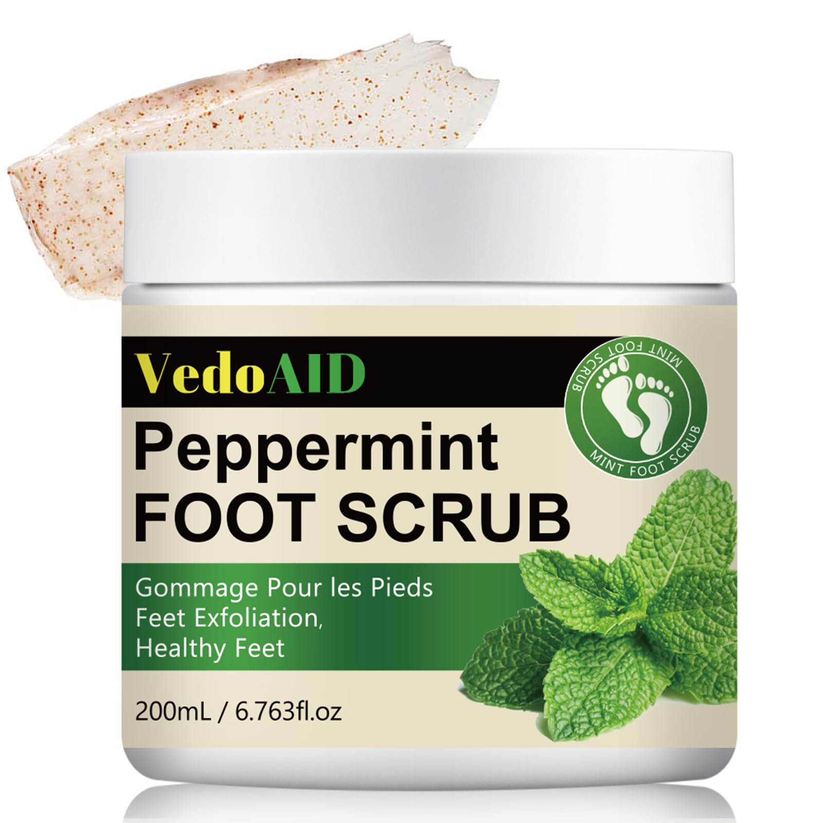 Peppermint Foot Scrub  Natural Exfoliating Cream for Dry, Cracked Feet | Soothes Tired Feet, Removes Dead Skin | Mint & Pumice 