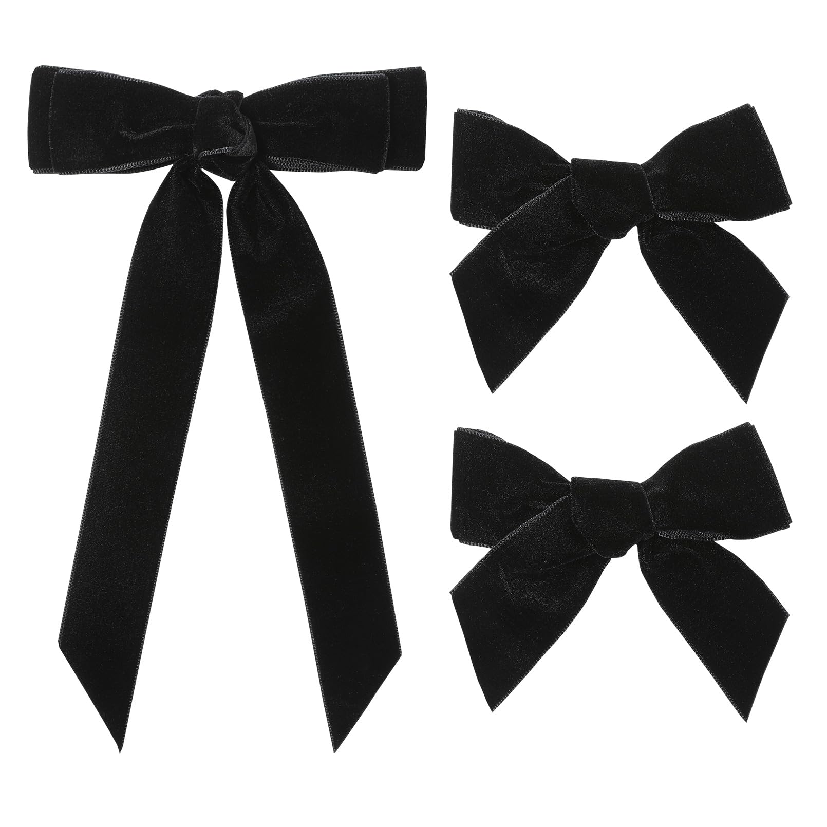 3PCS Velvet Hair Bow Black Hair Ribbon Clips for women Girls Fall Alligator Hair Clips Hair Accessories Toddlers Kids Teens