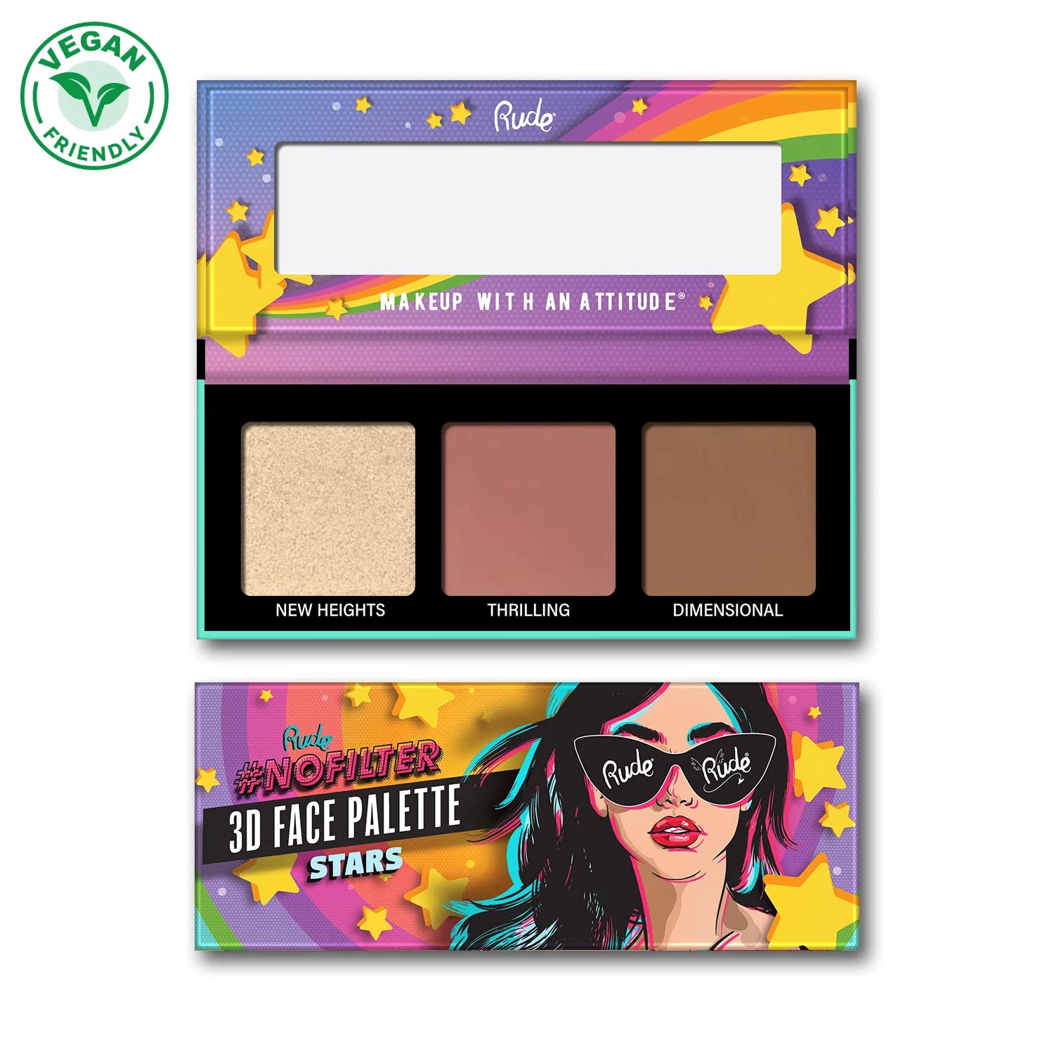 RUDE NOFILTER 3D FACE PALETTE, Stars