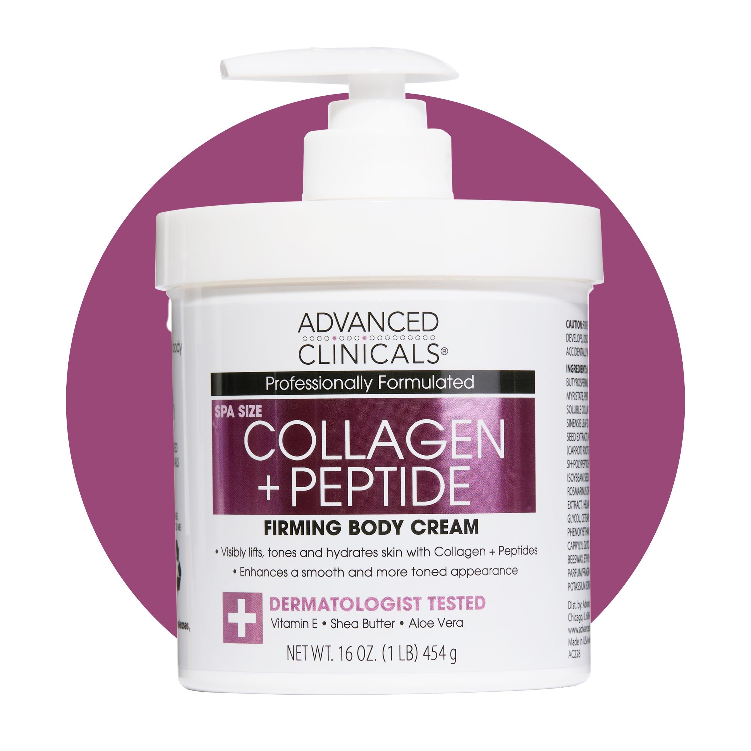 Advanced Clinicals Collagen Peptides Body Lotion & Face Moisturizer | Peptide Infused Collagen Lotion For Women & Men Helps Impr